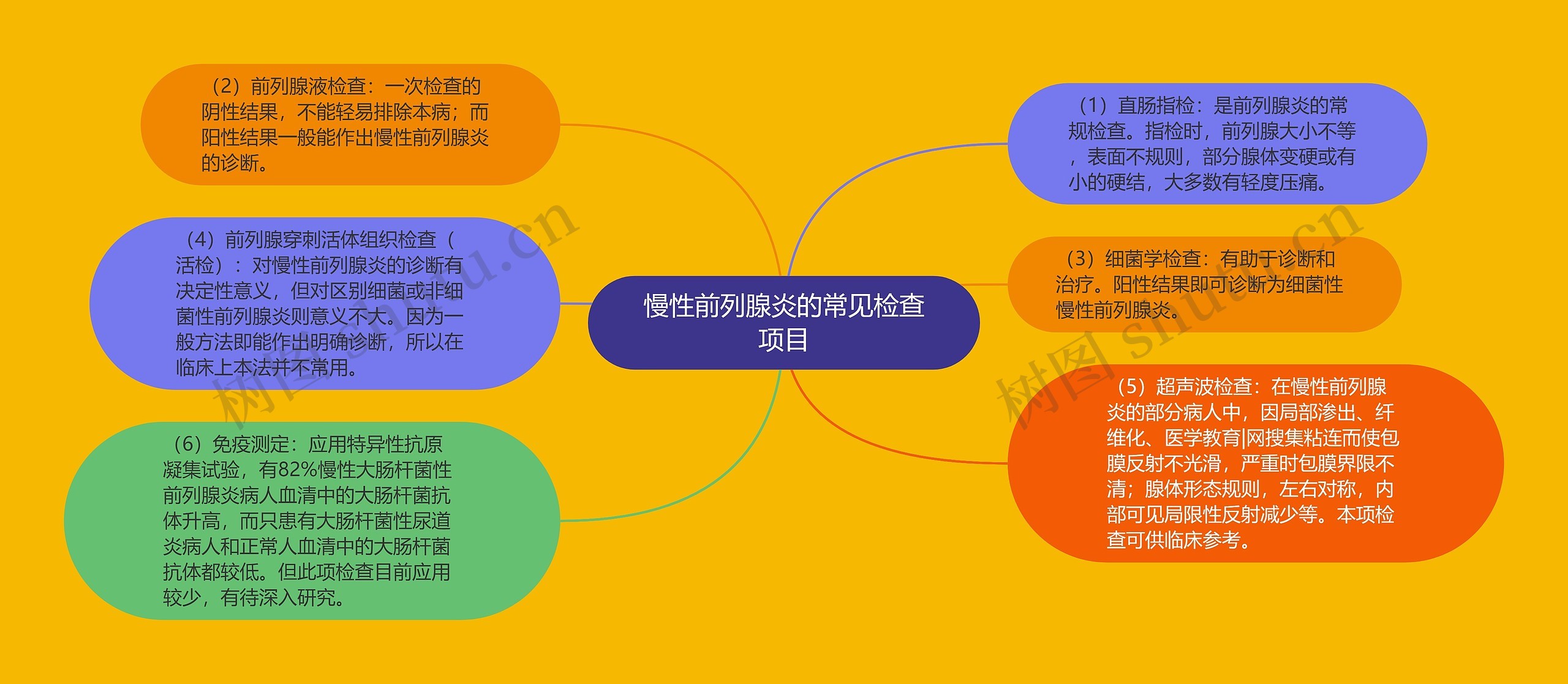 慢性前列腺炎的常见检查项目思维导图