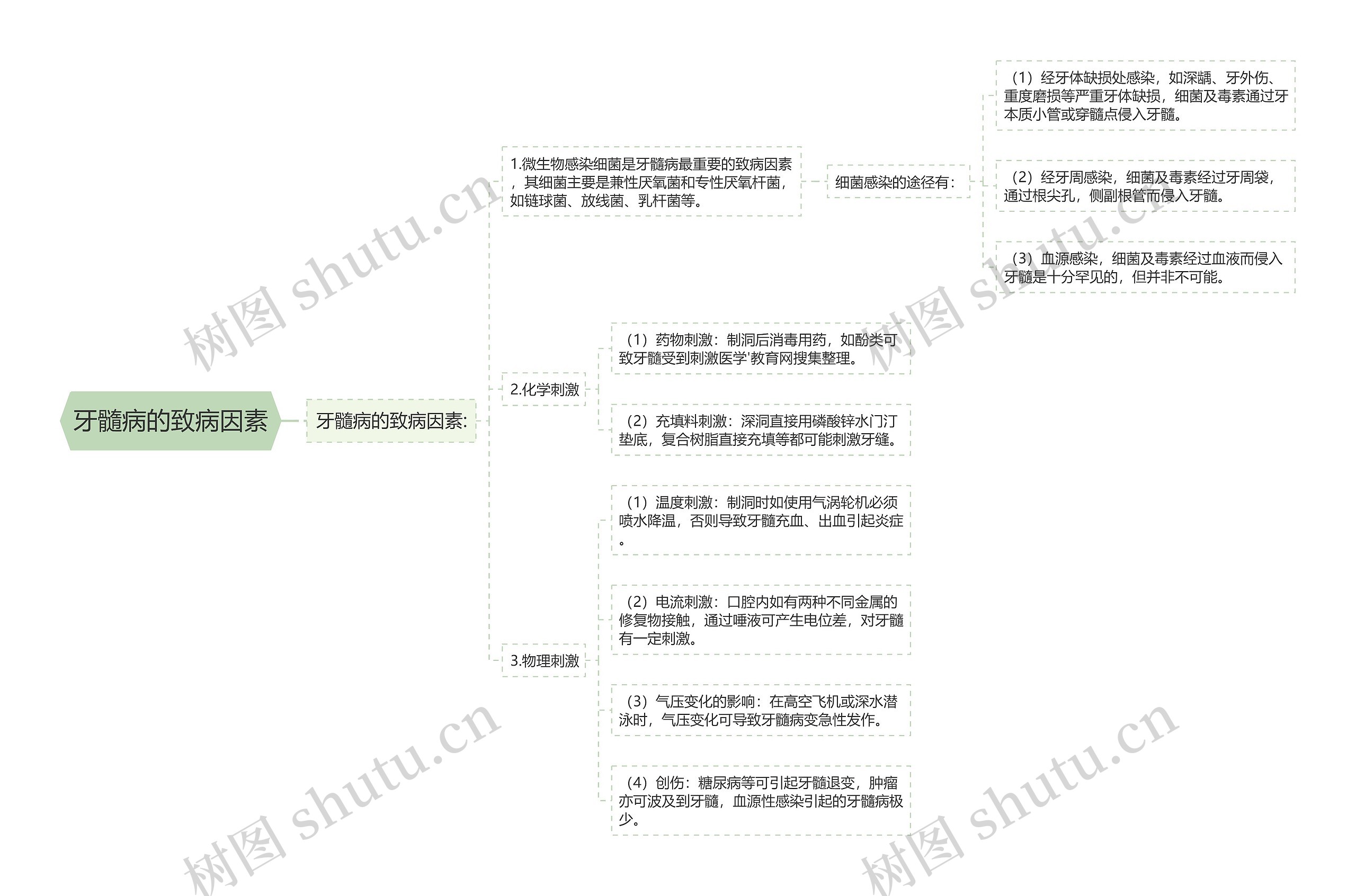 牙髓病的致病因素思维导图