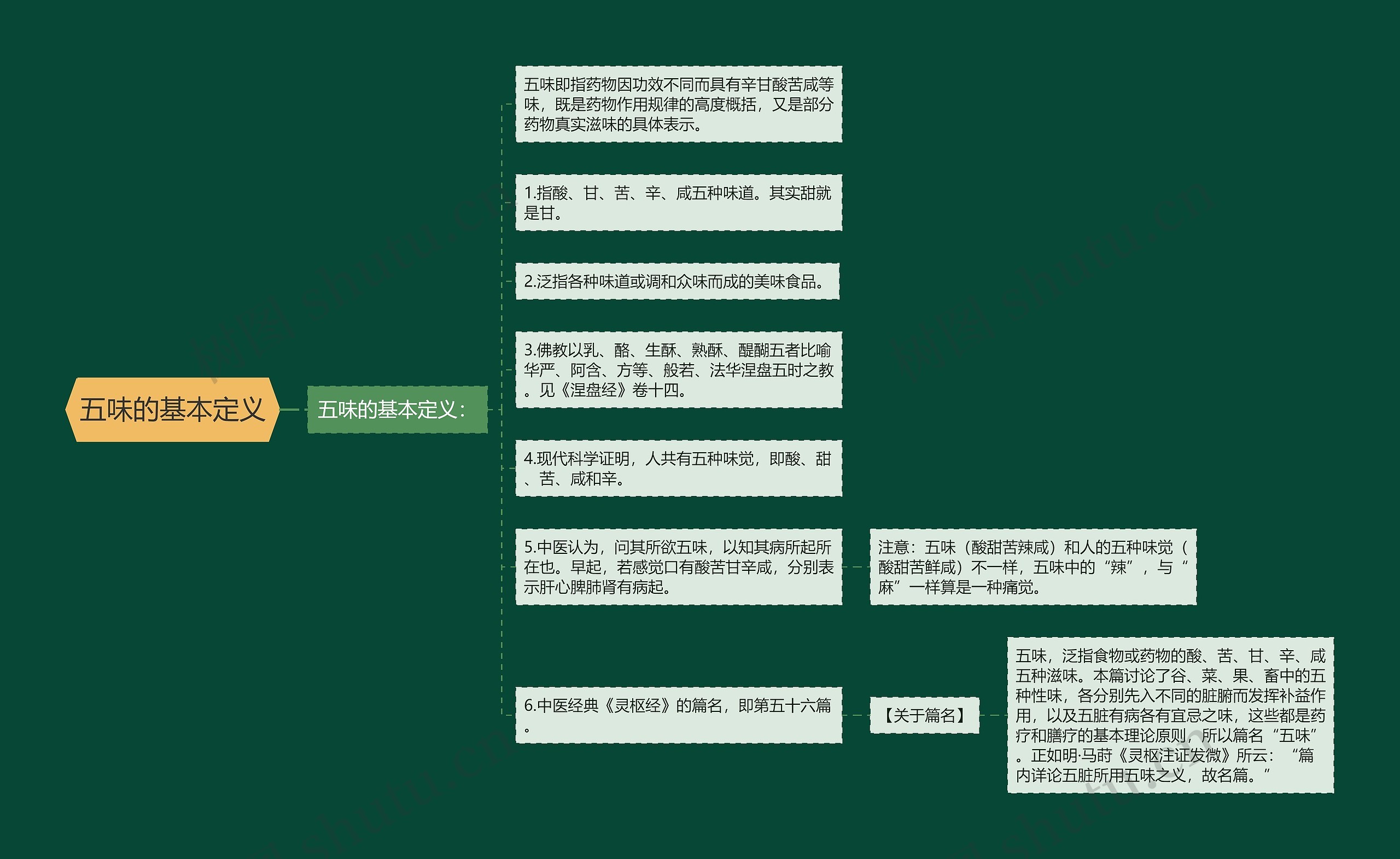 五味的基本定义思维导图