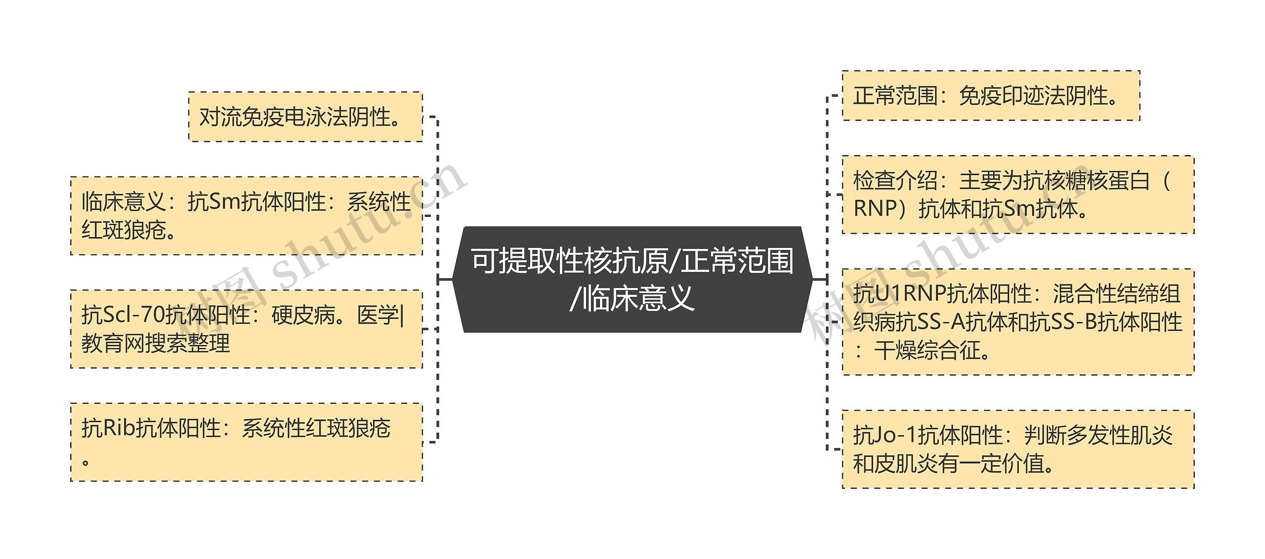 可提取性核抗原/正常范围/临床意义思维导图