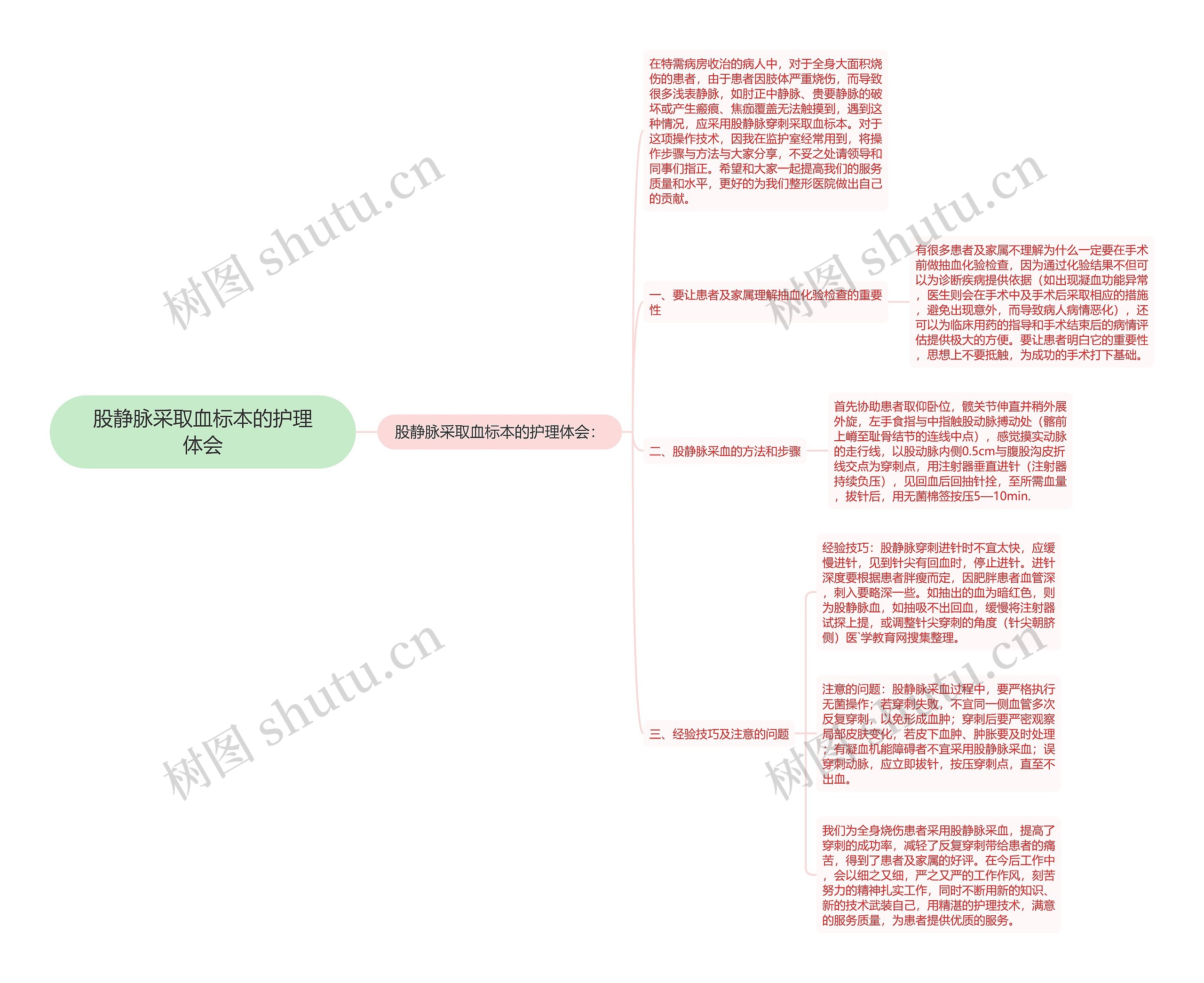 股静脉采取血标本的护理体会思维导图