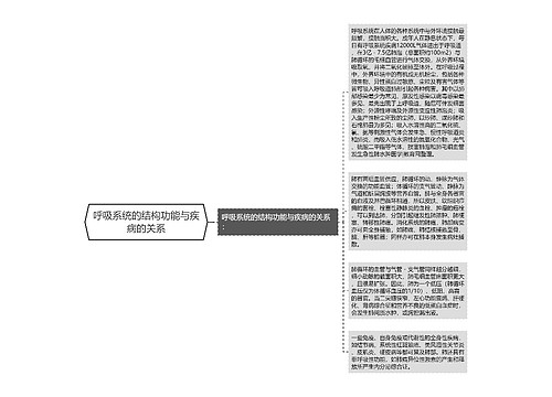 呼吸系统的结构功能与疾病的关系