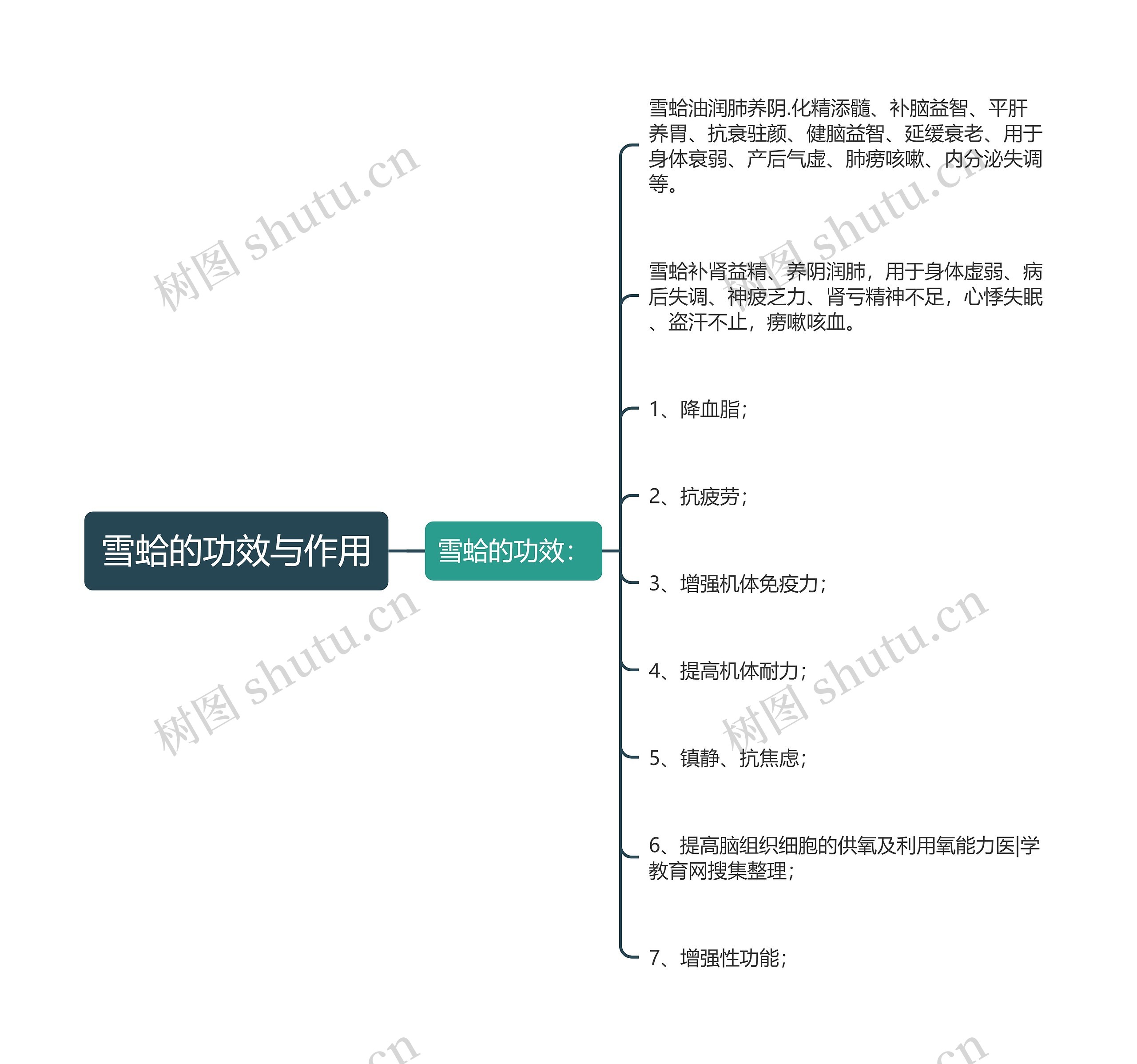 雪蛤的功效与作用思维导图