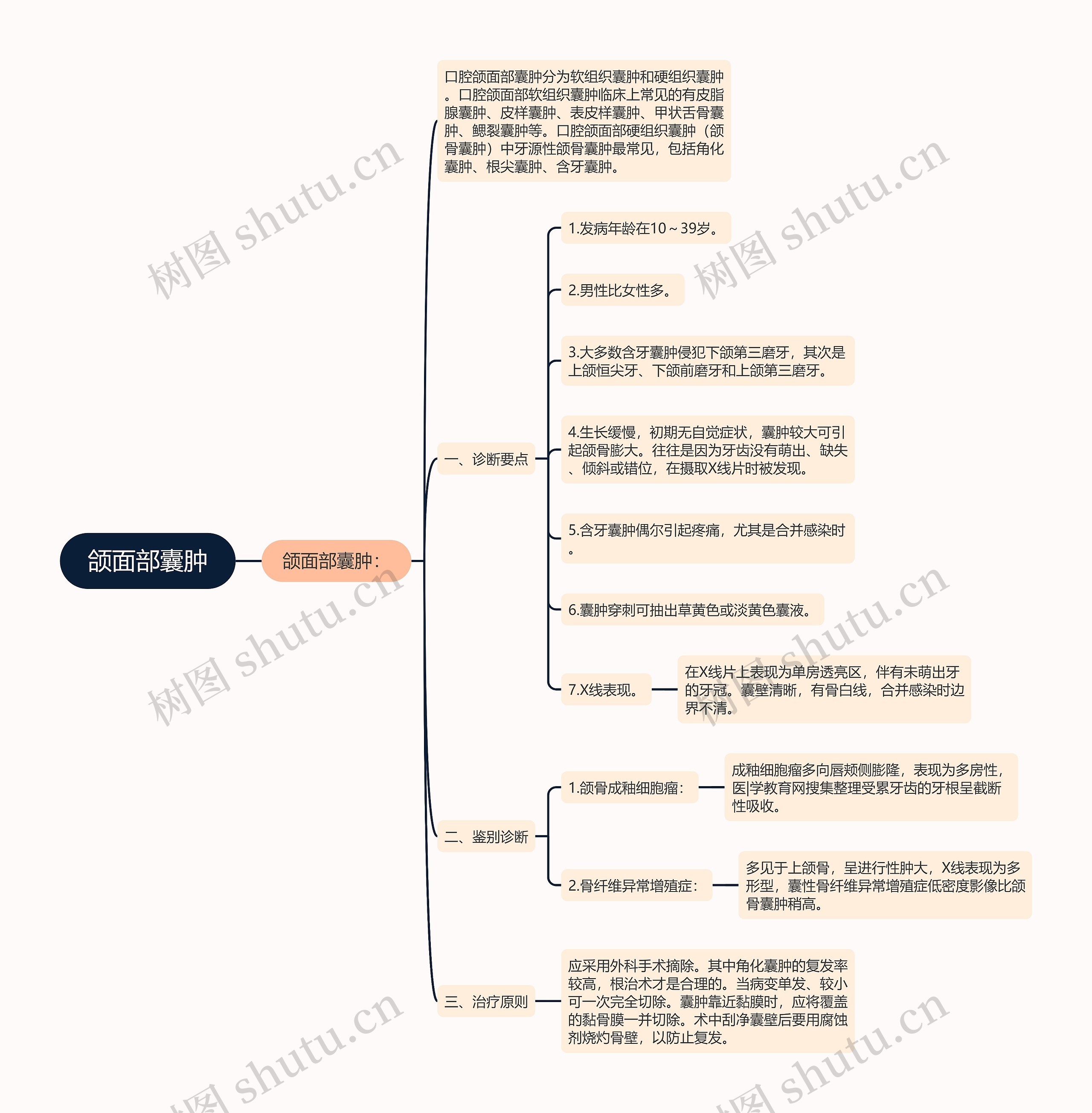 颌面部囊肿思维导图