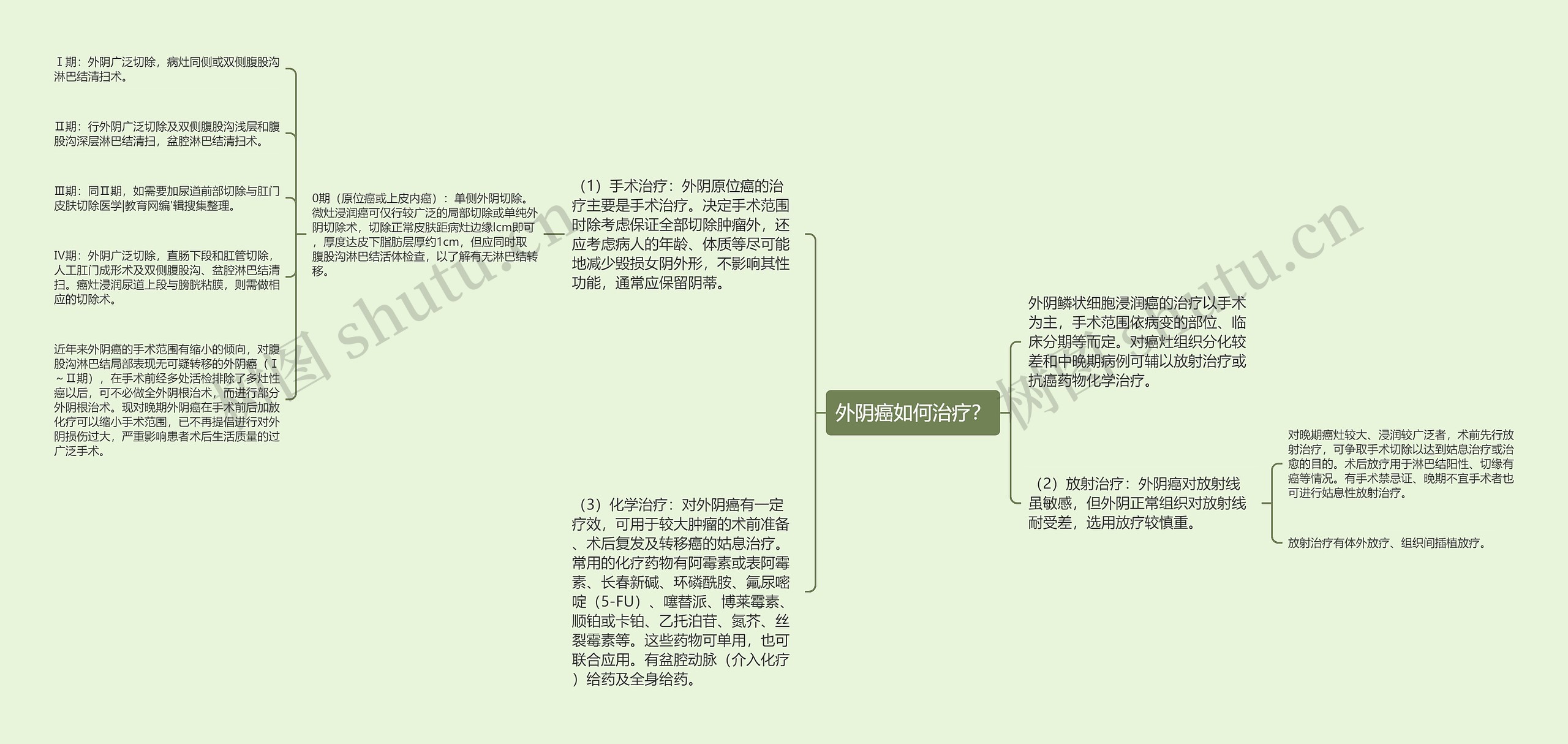 外阴癌如何治疗？思维导图