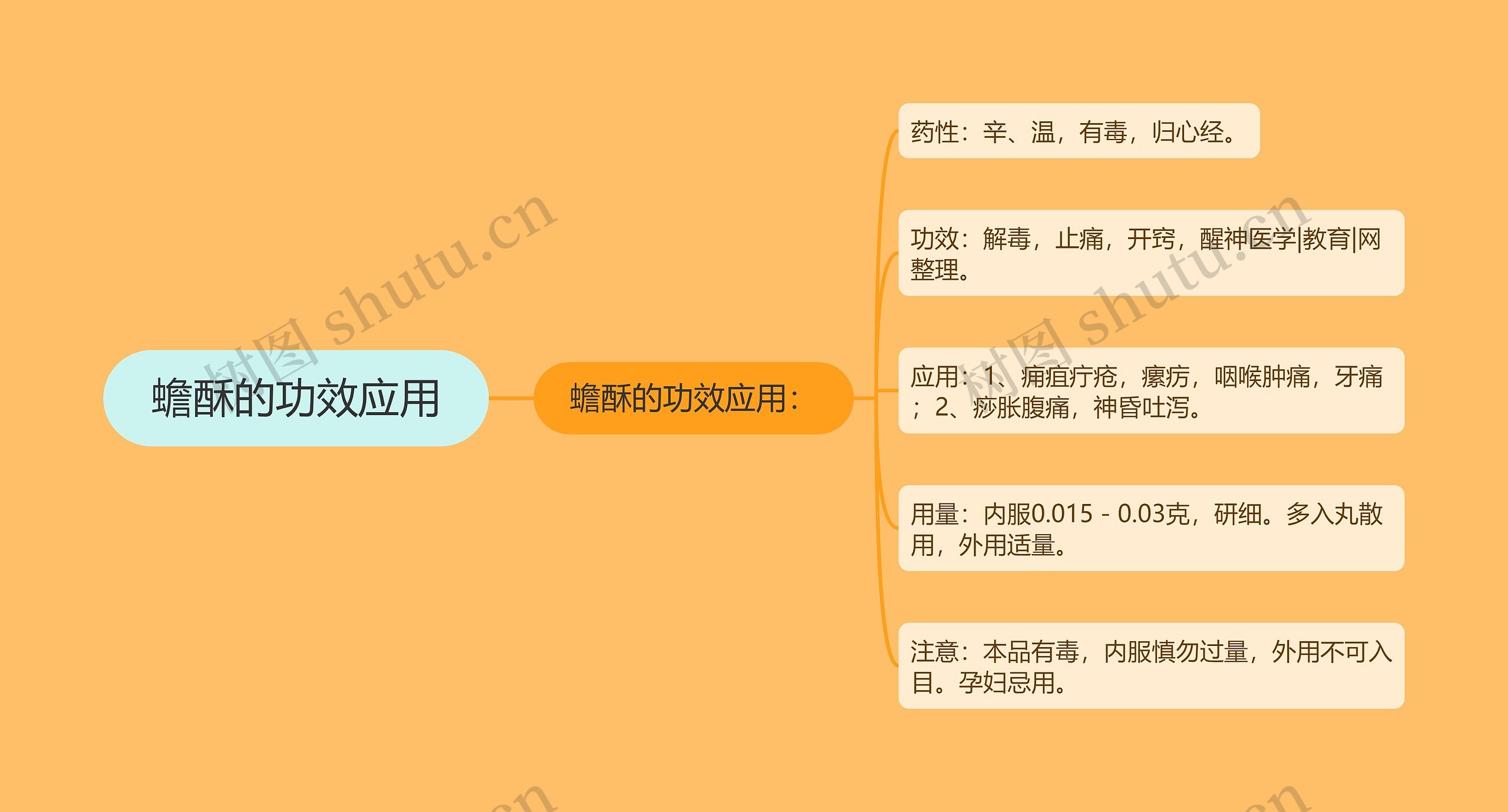 蟾酥的功效应用思维导图