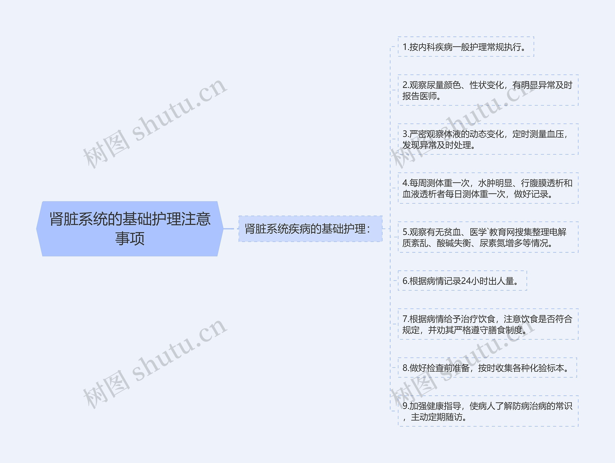 肾脏系统的基础护理注意事项思维导图