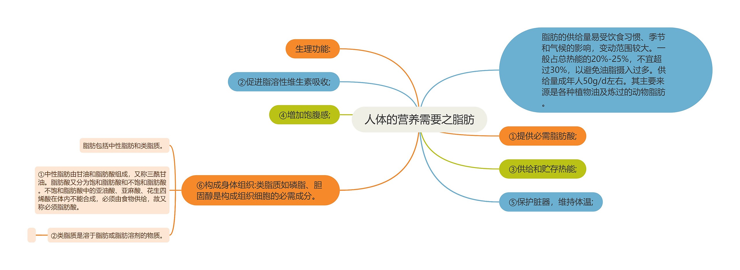 人体的营养需要之脂肪思维导图