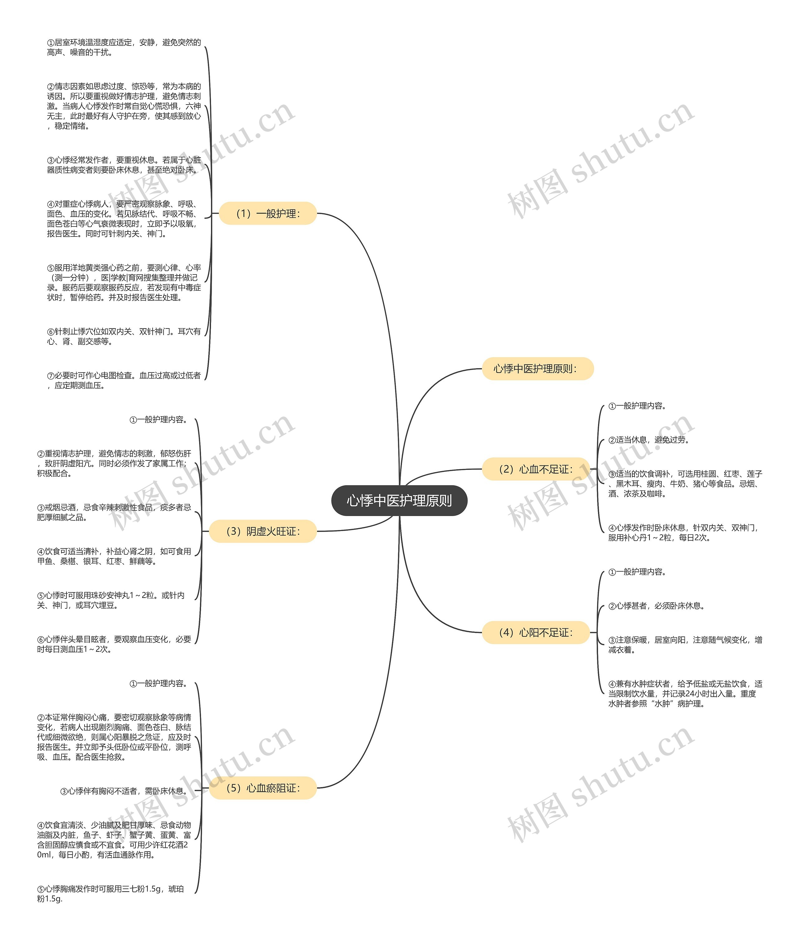 心悸中医护理原则思维导图