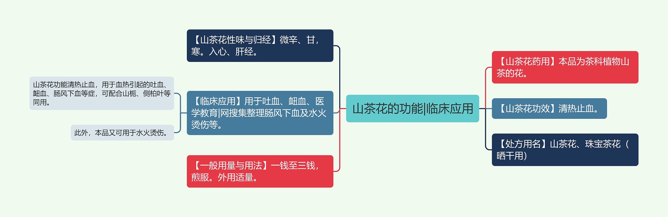 山茶花的功能|临床应用思维导图