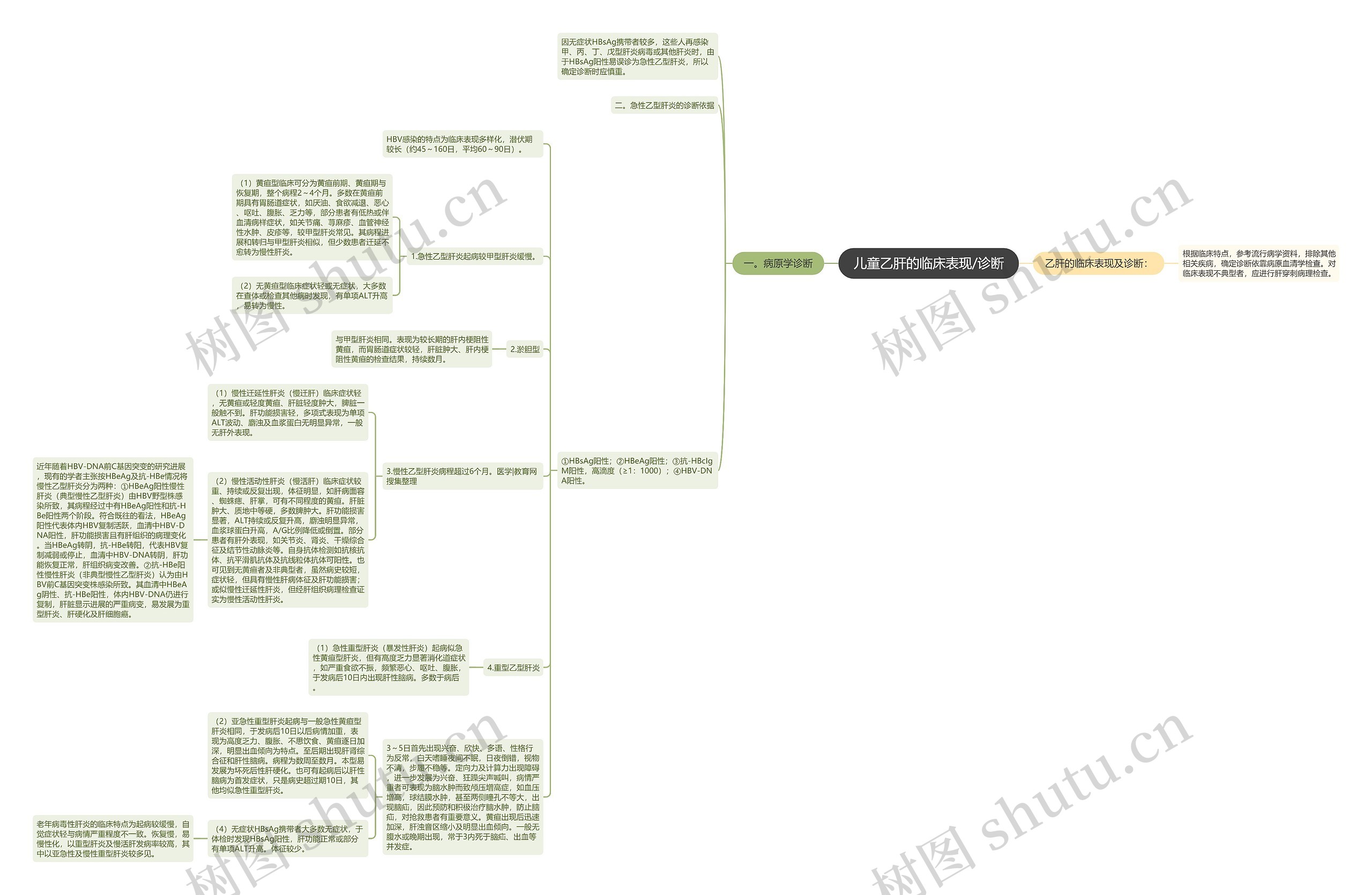 儿童乙肝的临床表现/诊断思维导图