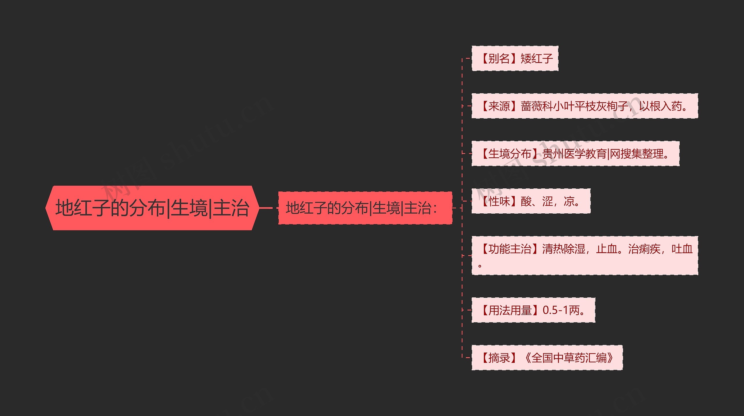 地红子的分布|生境|主治思维导图