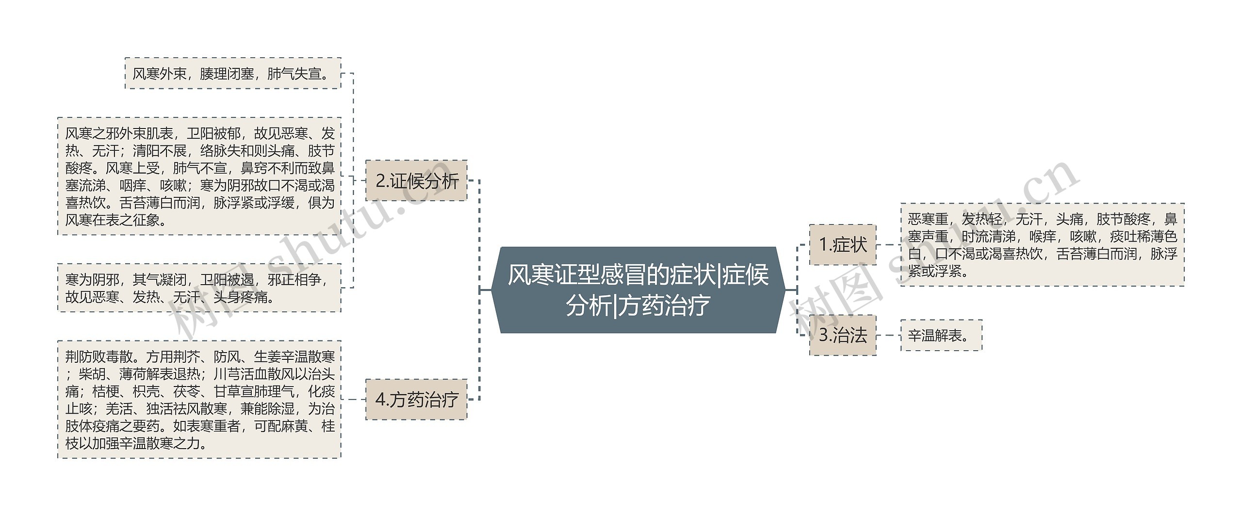 风寒证型感冒的症状|症候分析|方药治疗思维导图