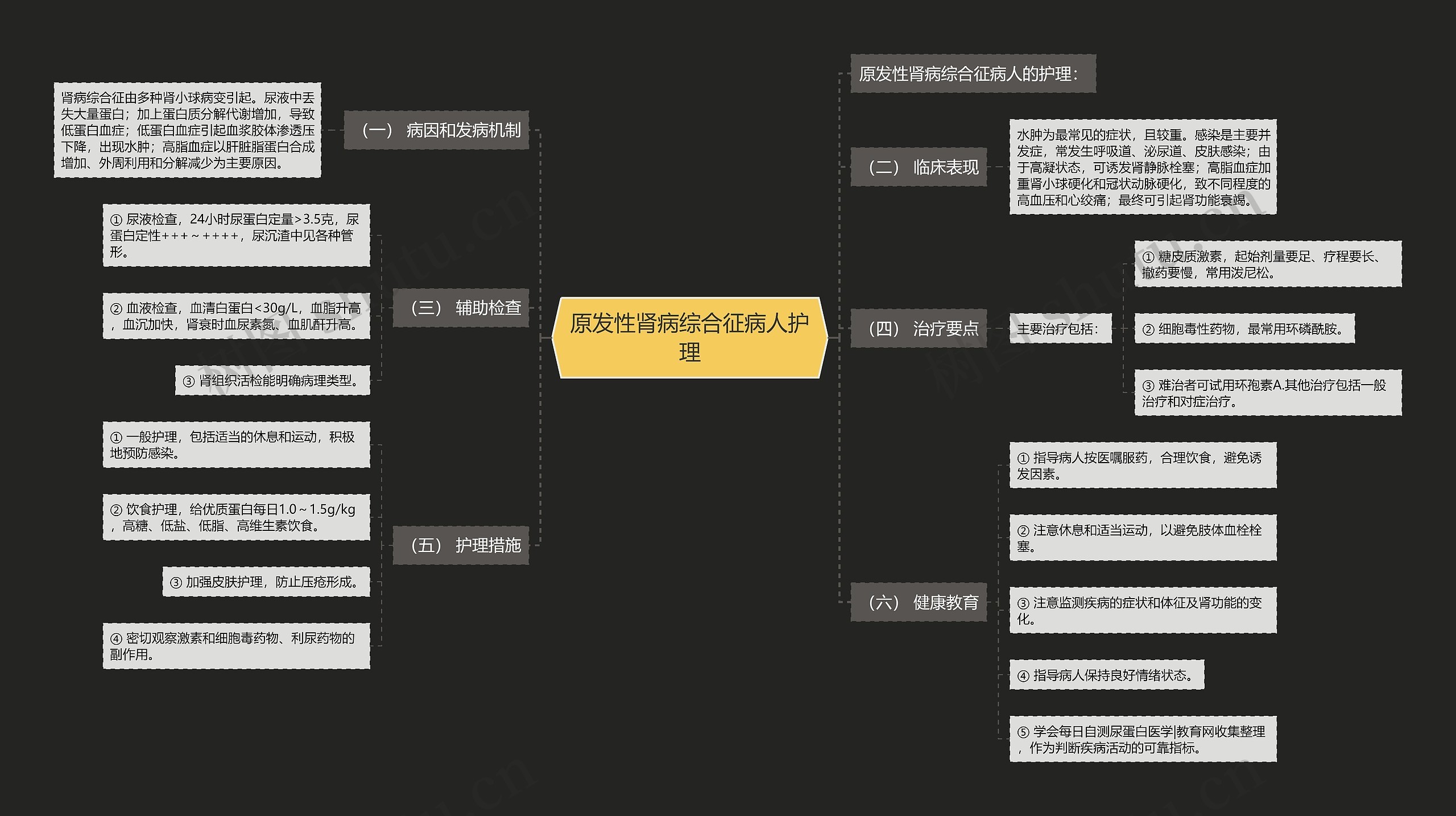 原发性肾病综合征病人护理思维导图