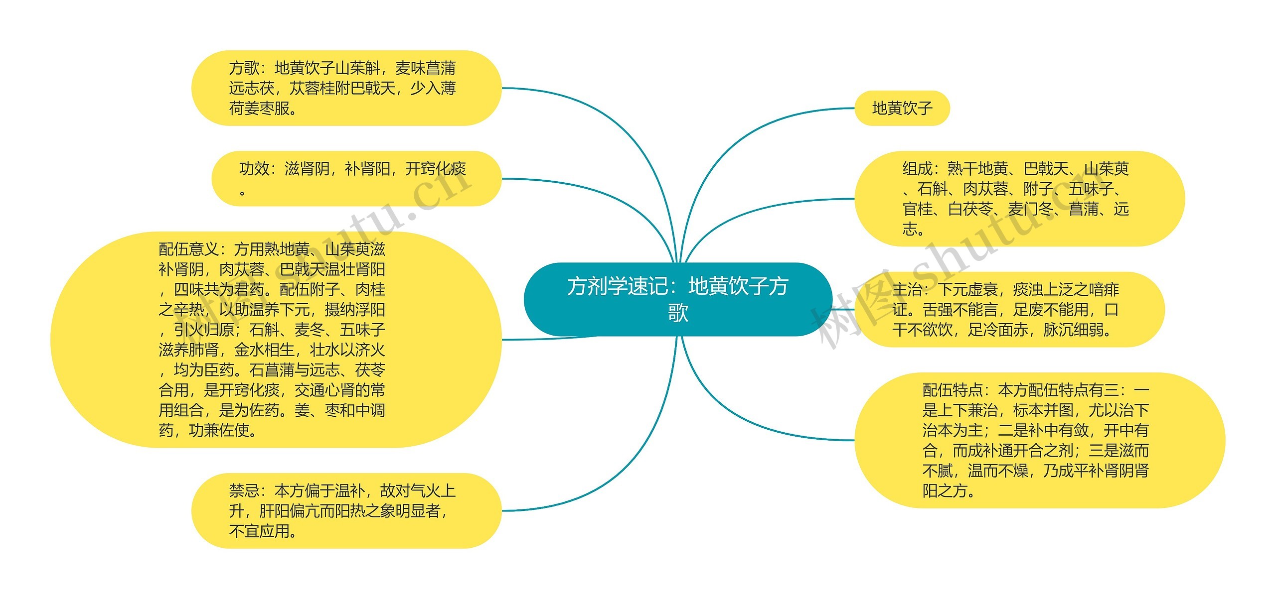 方剂学速记：地黄饮子方歌思维导图