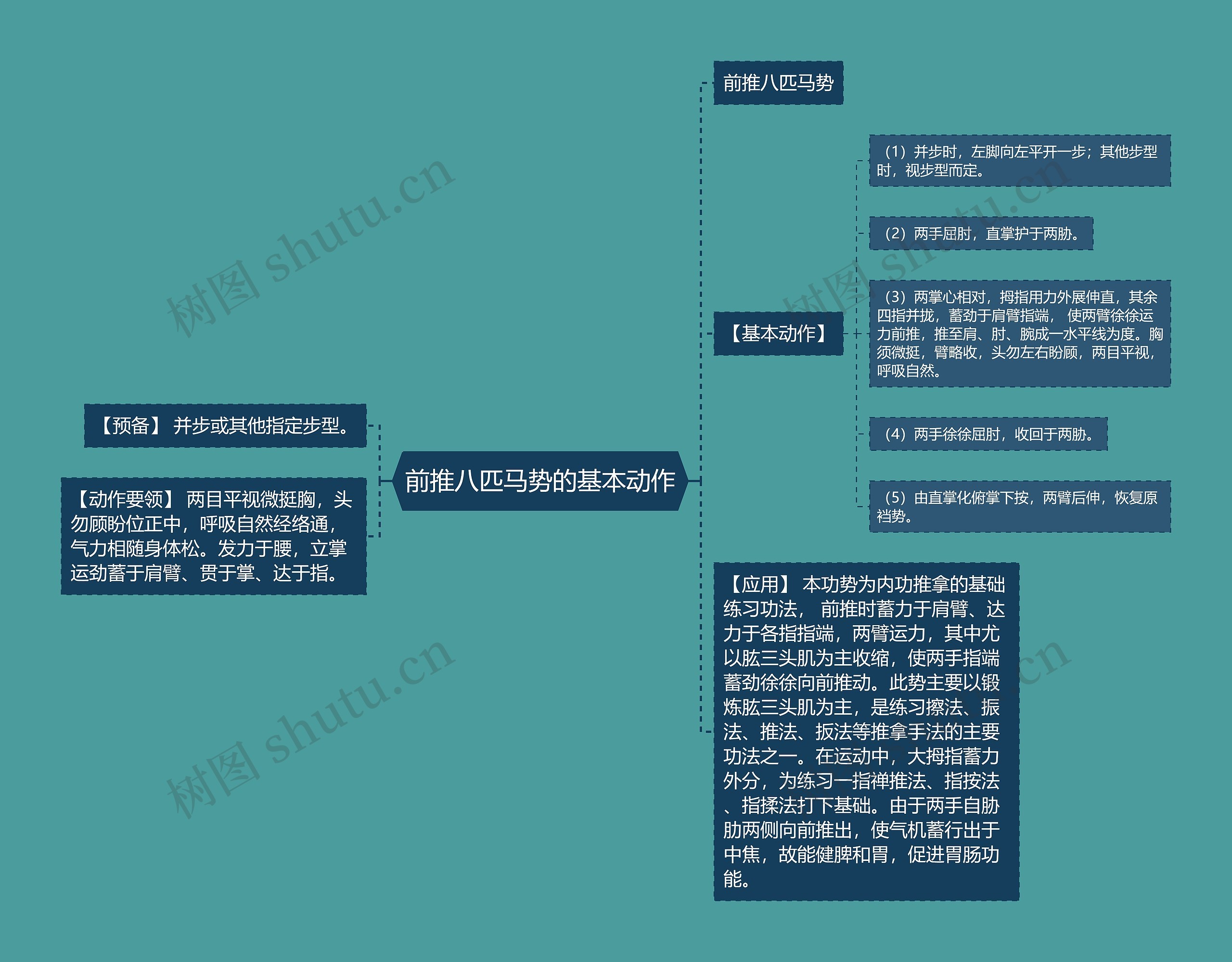 前推八匹马势的基本动作思维导图