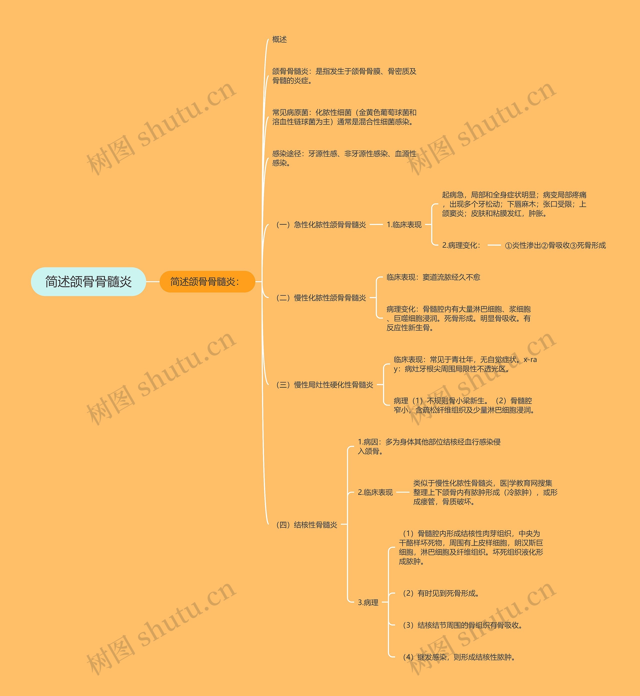 简述颌骨骨髓炎思维导图