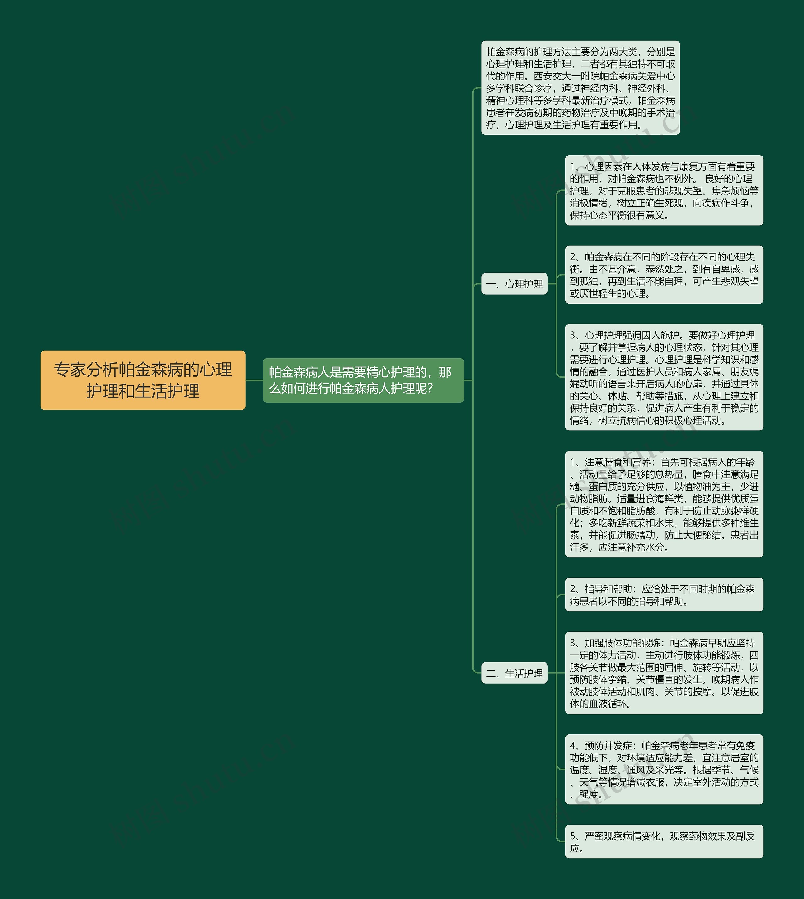 专家分析帕金森病的心理护理和生活护理思维导图