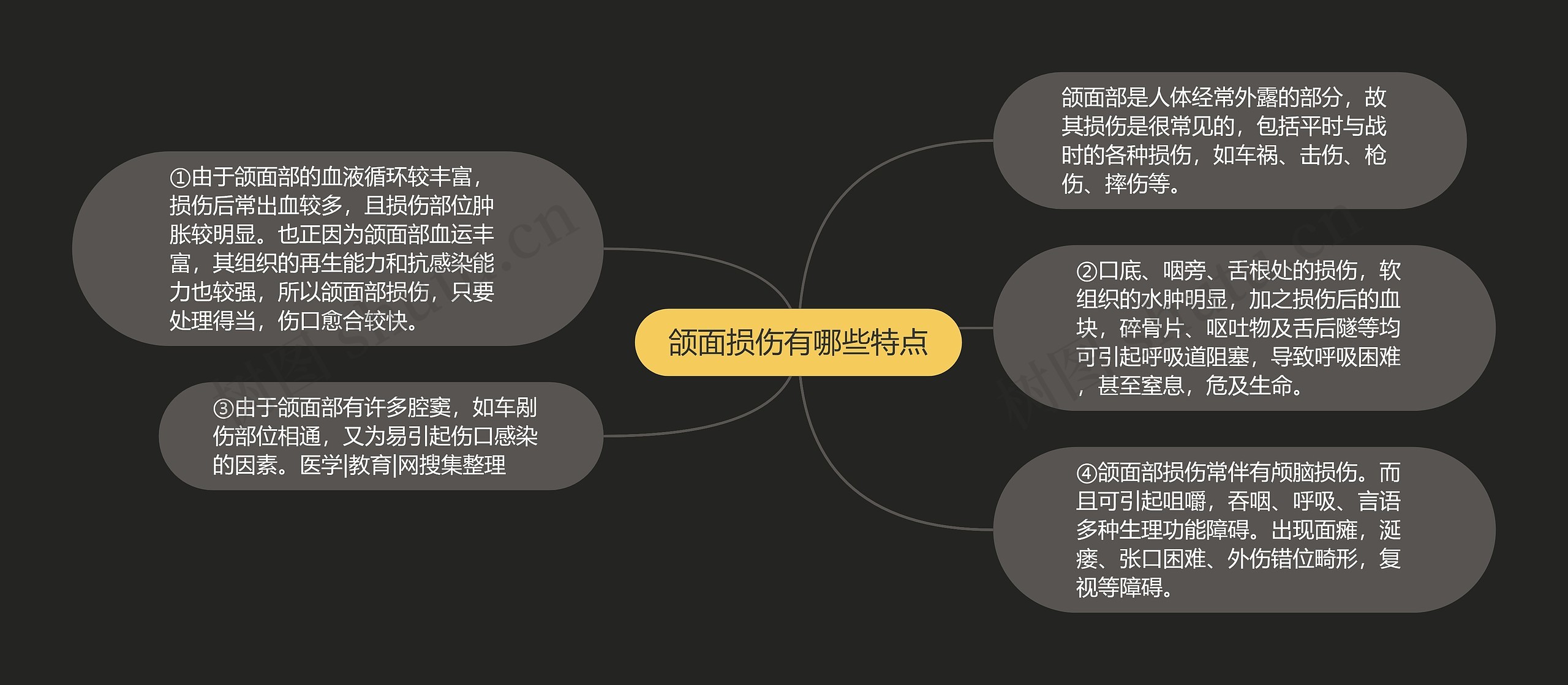 颌面损伤有哪些特点思维导图