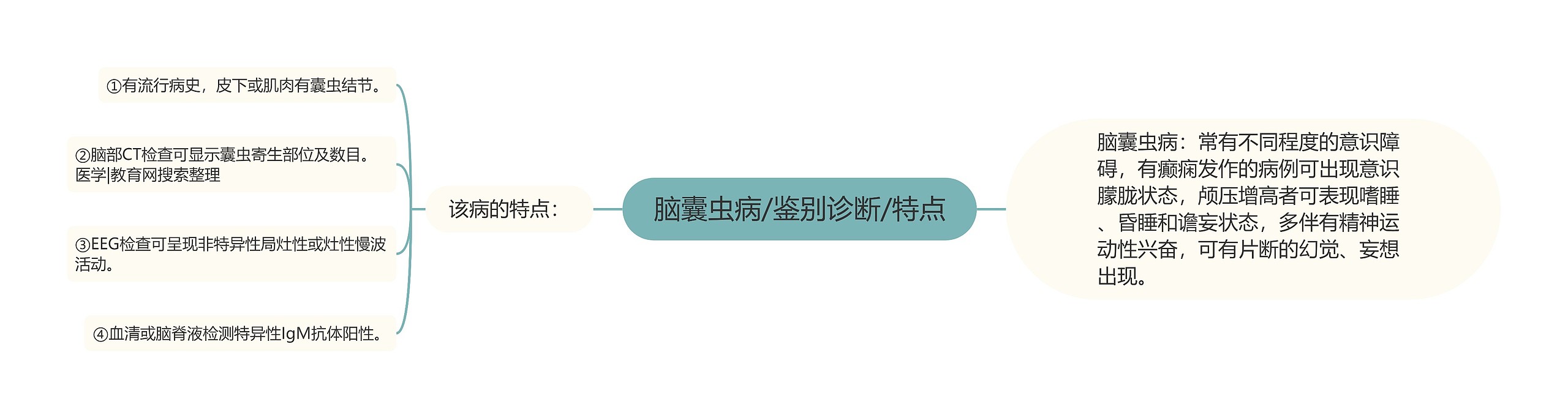 脑囊虫病/鉴别诊断/特点思维导图