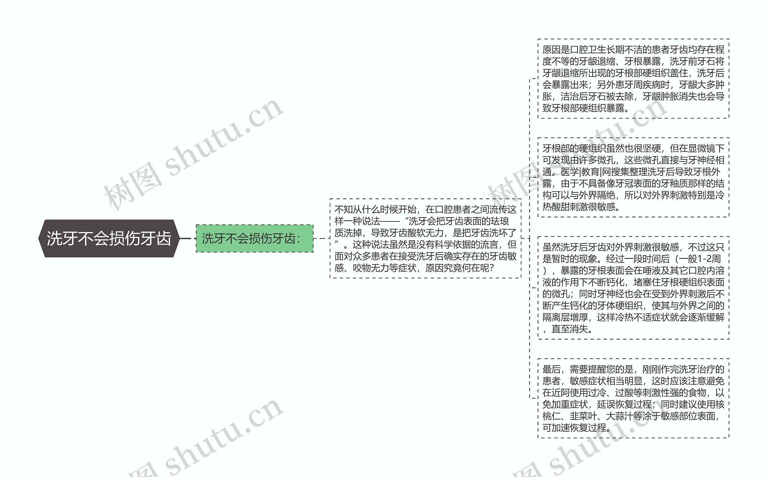 洗牙不会损伤牙齿思维导图