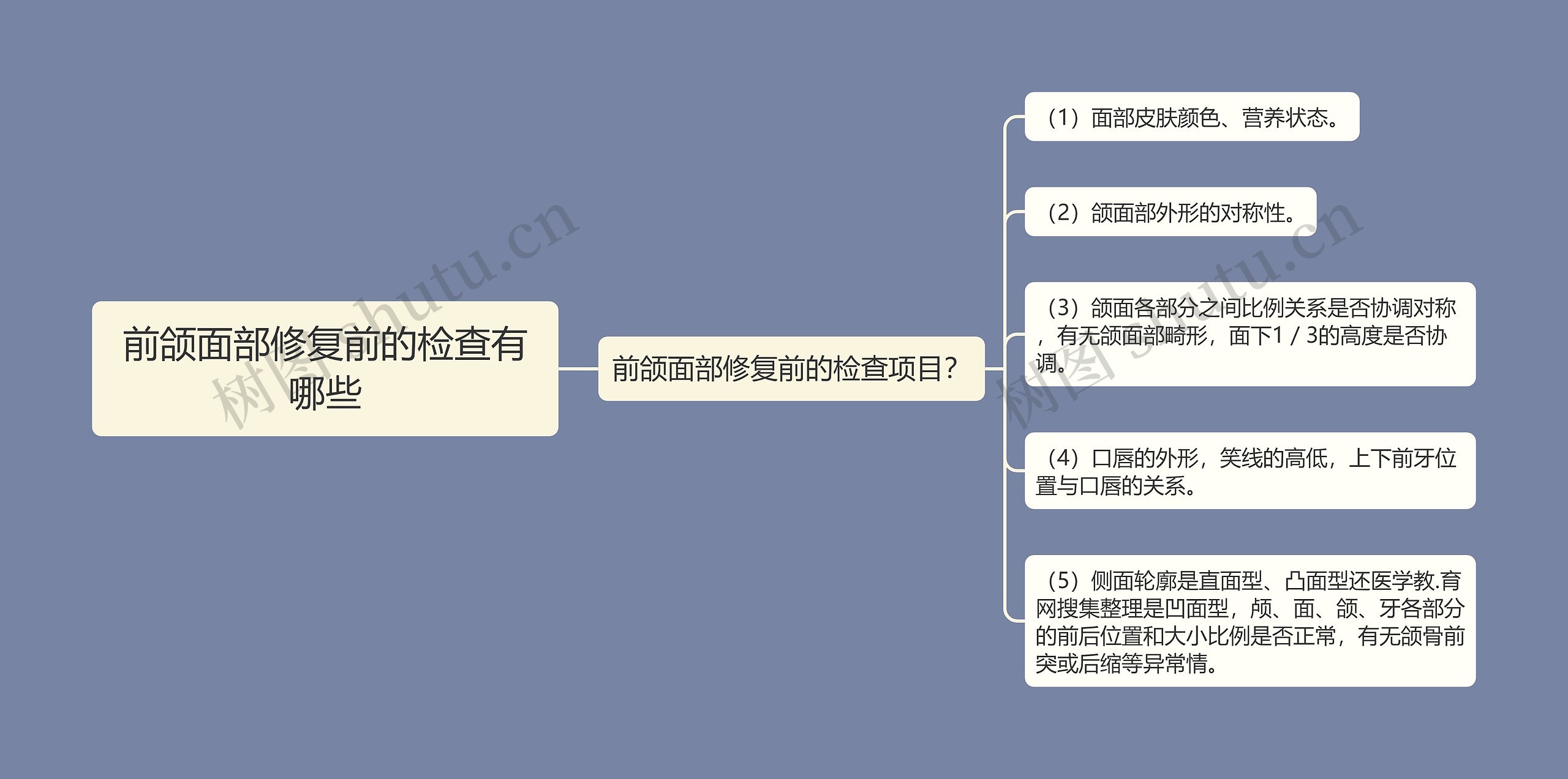 前颌面部修复前的检查有哪些思维导图