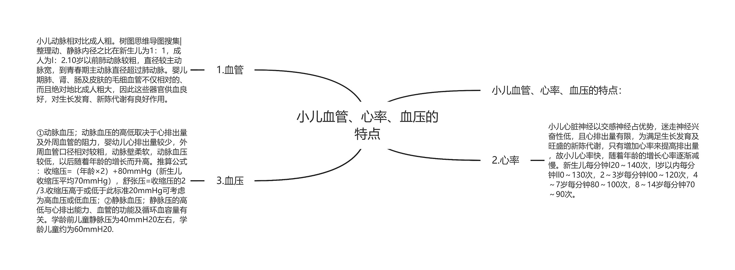 小儿血管、心率、血压的特点思维导图