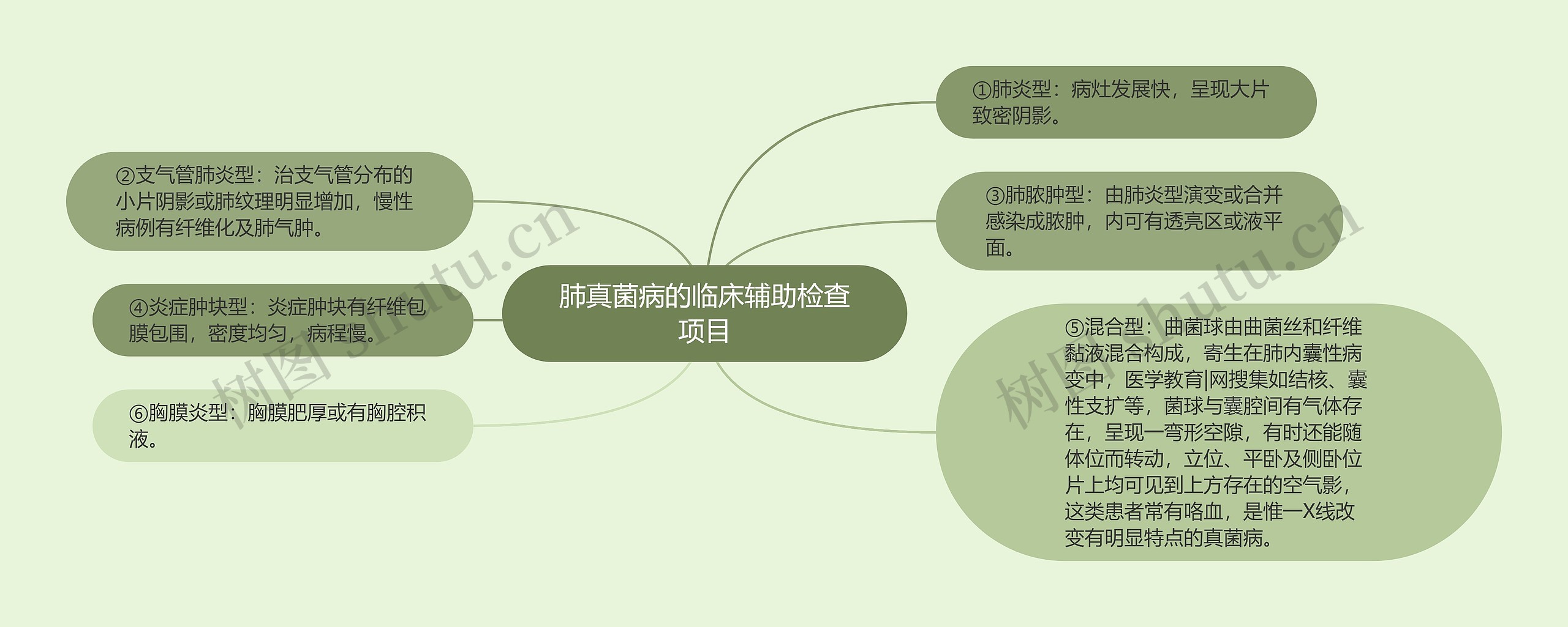 肺真菌病的临床辅助检查项目思维导图