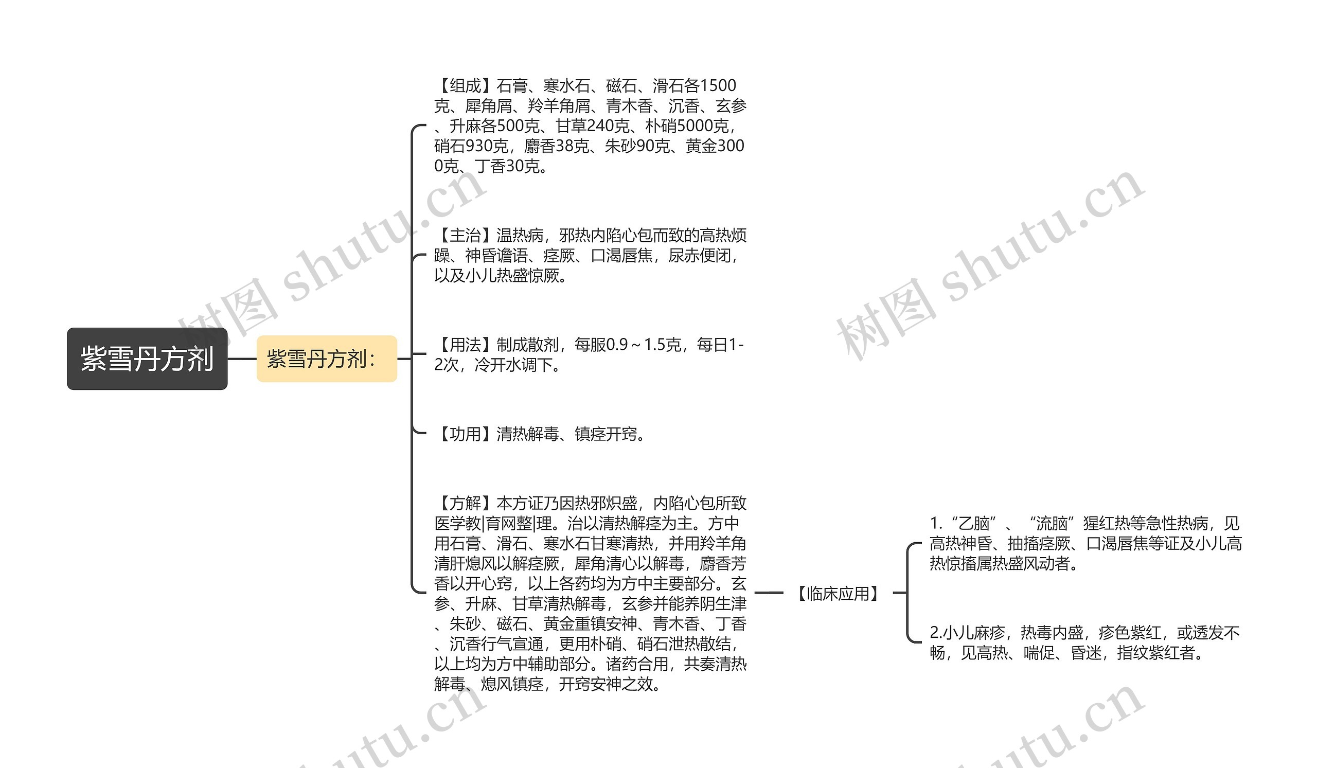 紫雪丹方剂思维导图