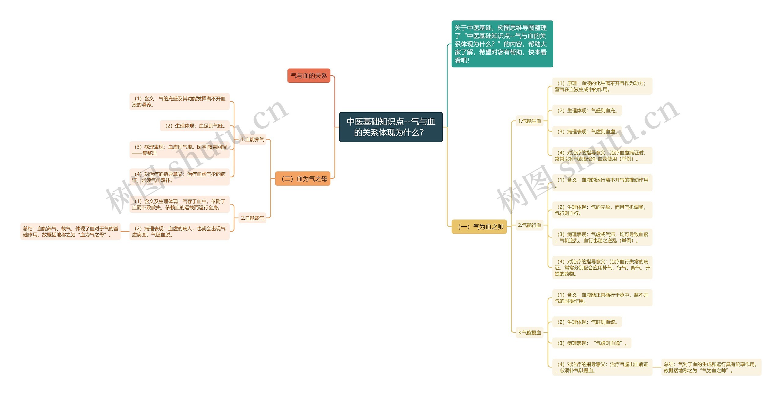 中医基础知识点--气与血的关系体现为什么？思维导图