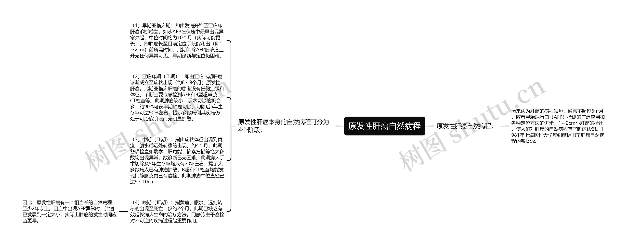 原发性肝癌自然病程思维导图