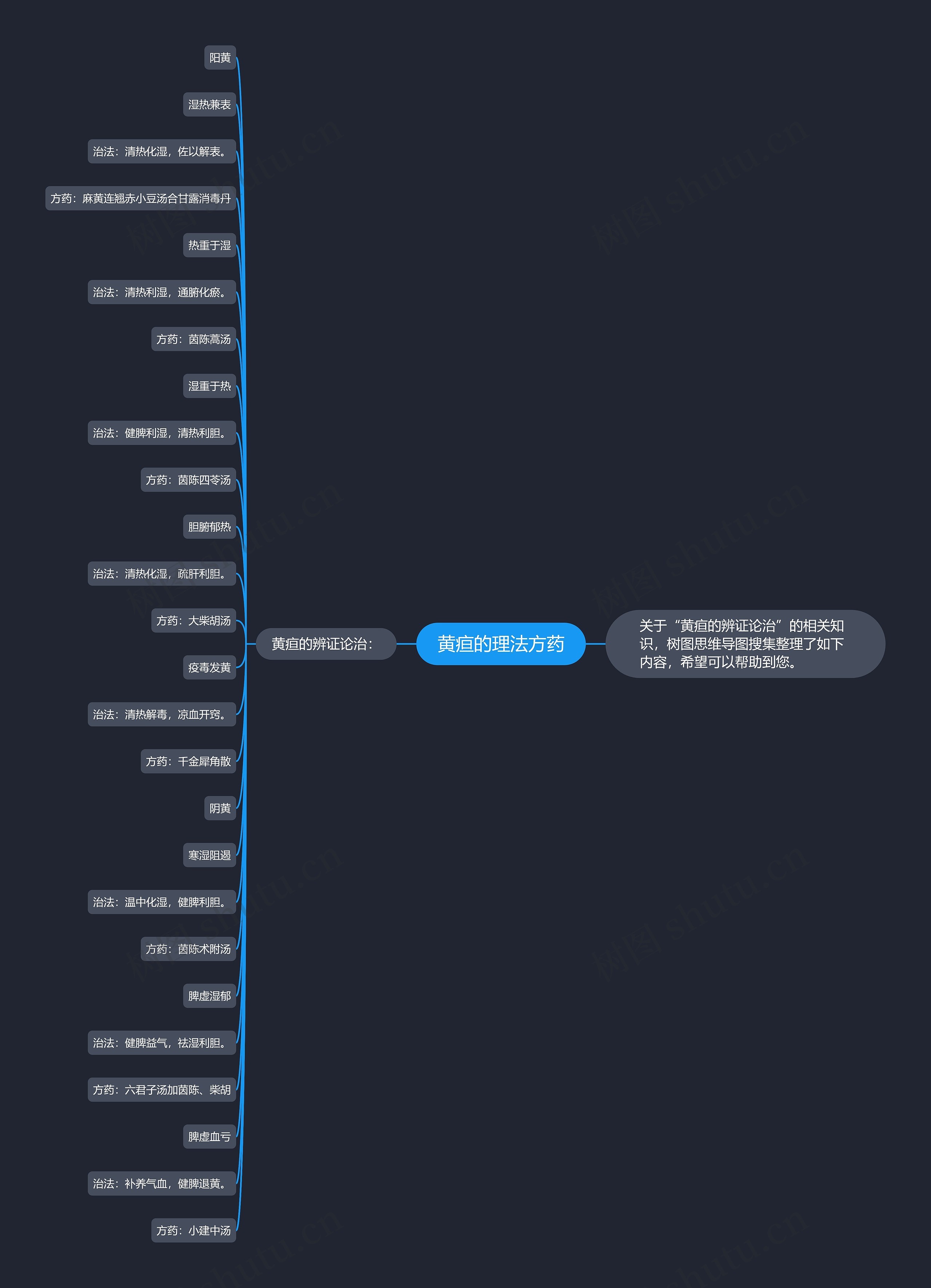 黄疸的理法方药思维导图