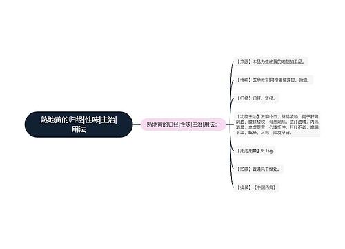 熟地黄的归经|性味|主治|用法