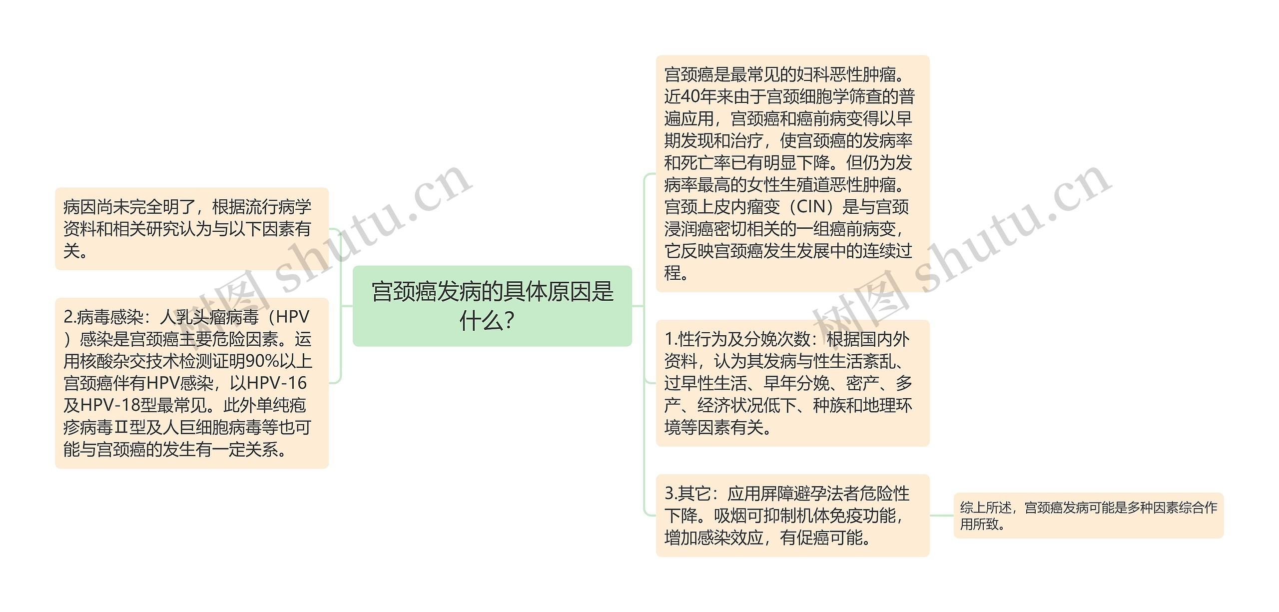 宫颈癌发病的具体原因是什么？思维导图