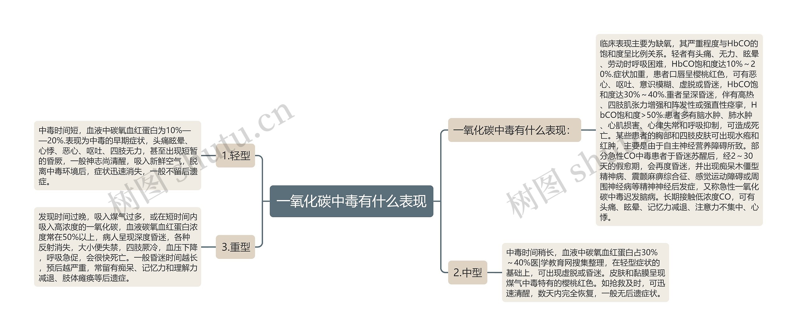 一氧化碳中毒有什么表现思维导图