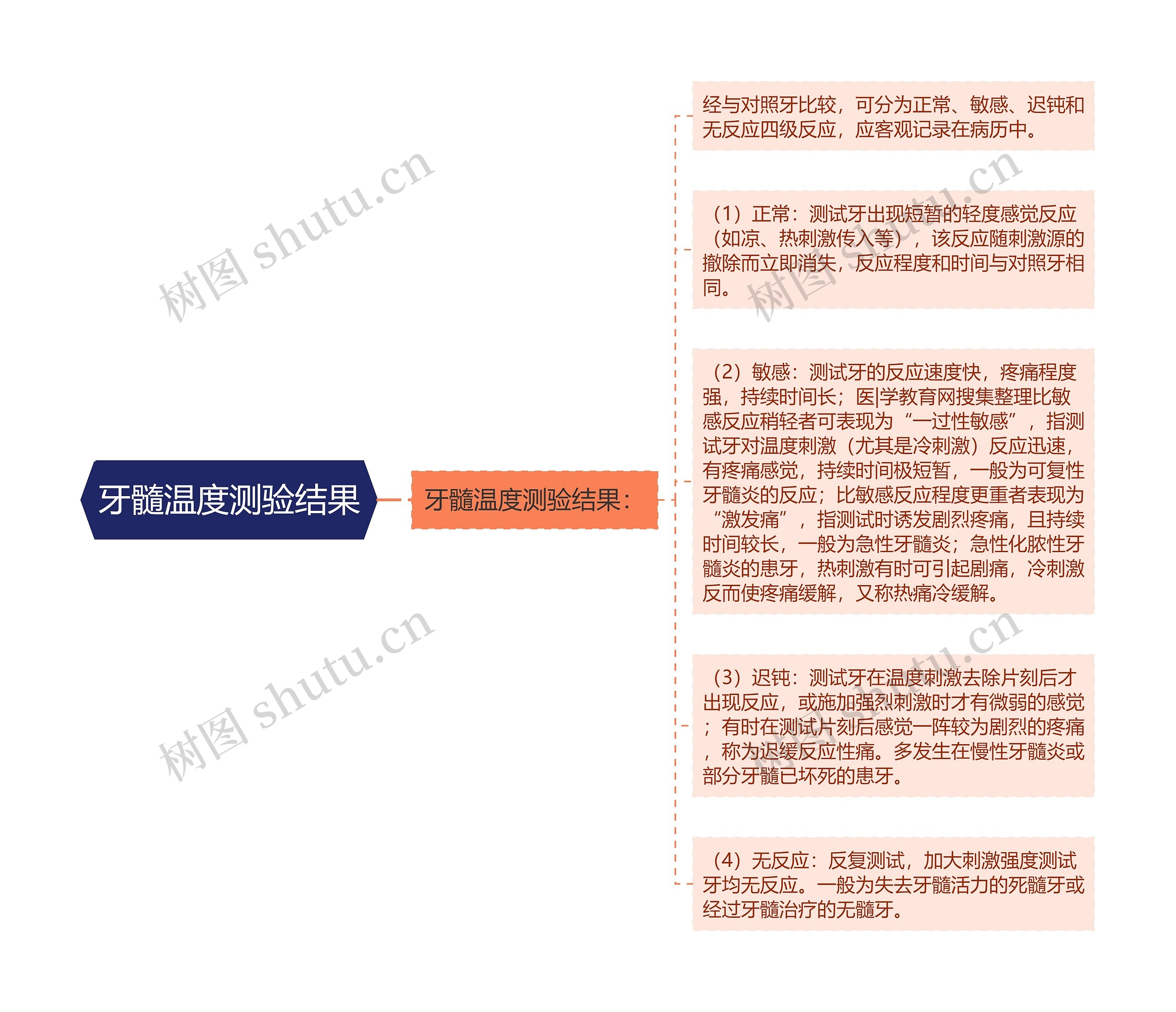 牙髓温度测验结果思维导图