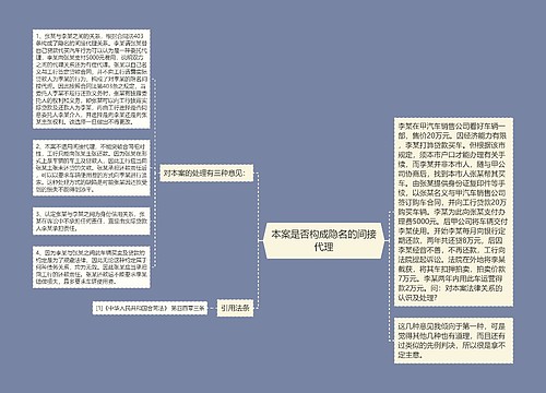 本案是否构成隐名的间接代理