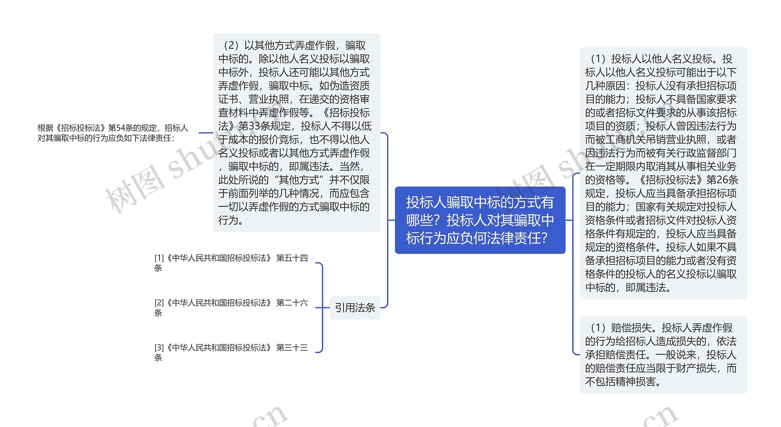 投标人骗取中标的方式有哪些？投标人对其骗取中标行为应负何法律责任？思维导图