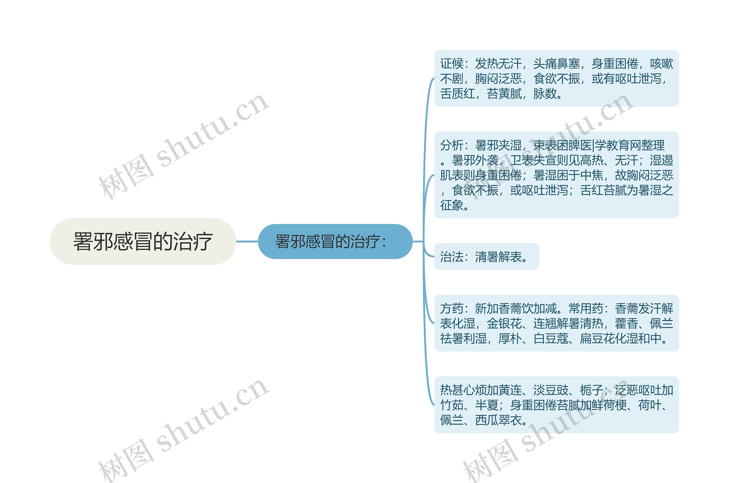 署邪感冒的治疗思维导图