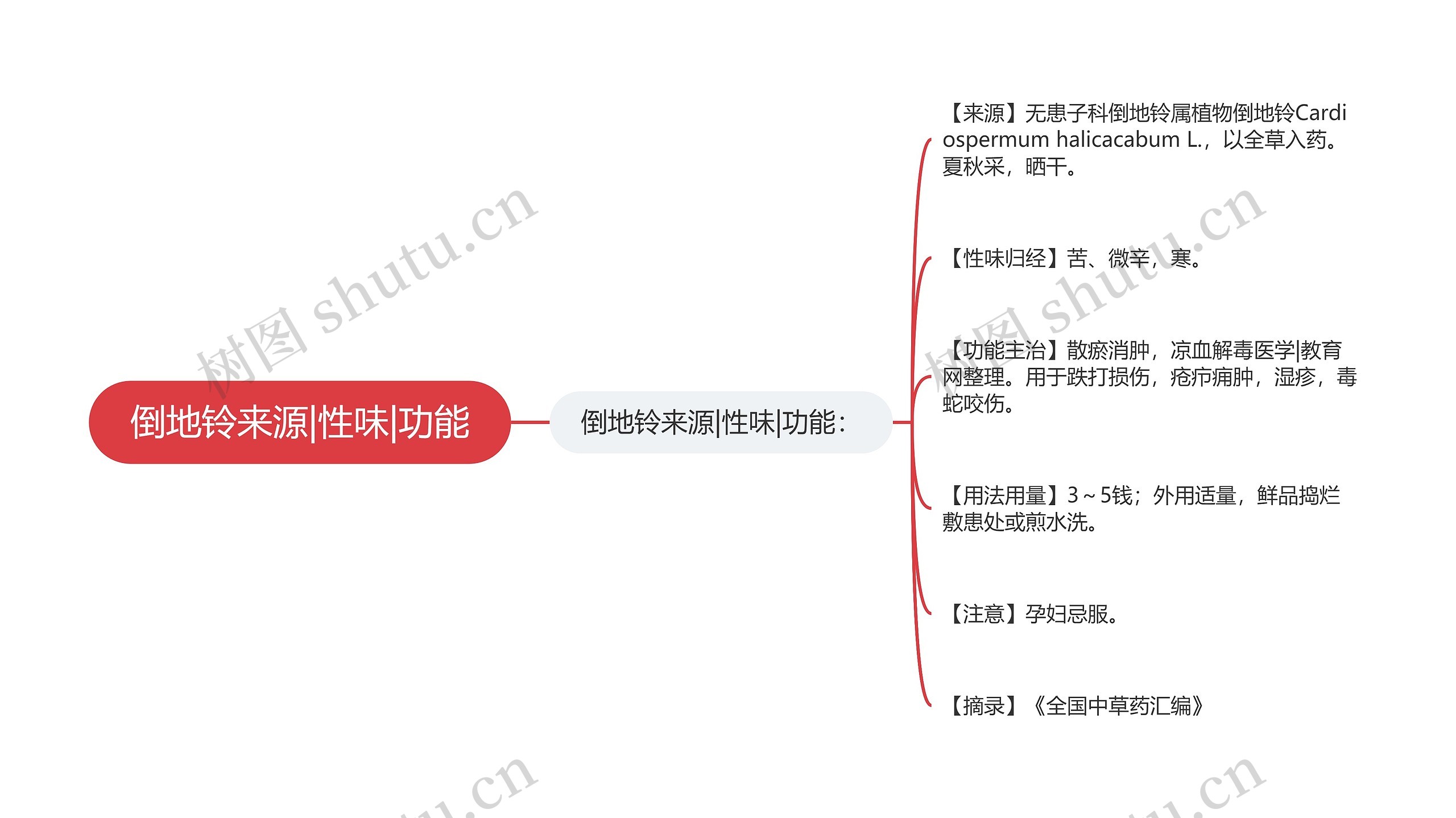 倒地铃来源|性味|功能思维导图