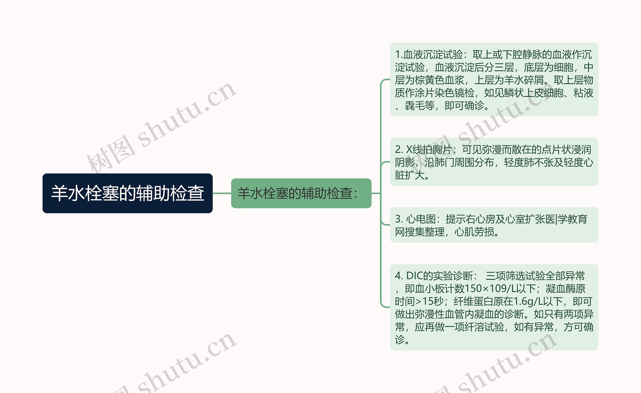 羊水栓塞的辅助检查思维导图