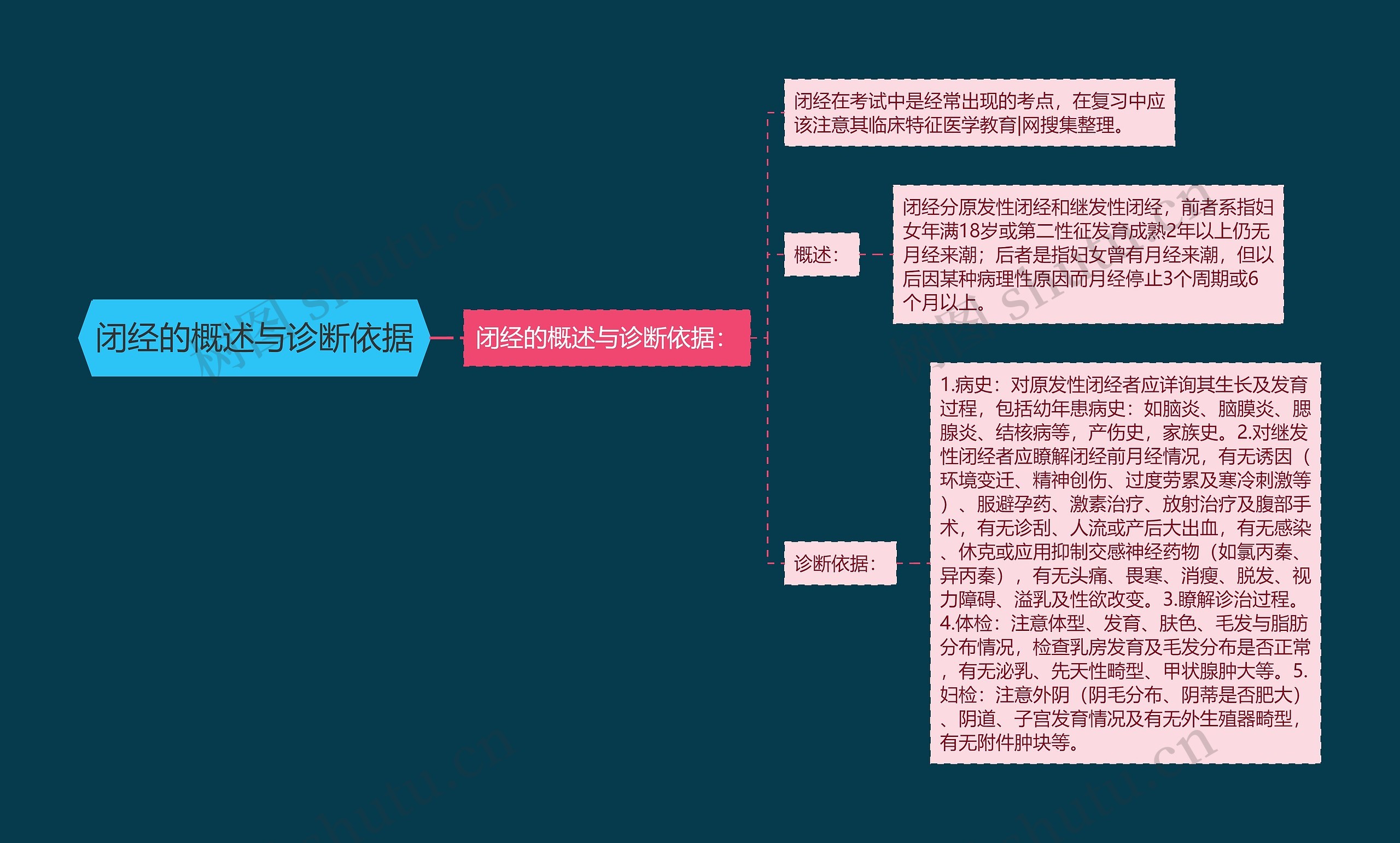 闭经的概述与诊断依据思维导图