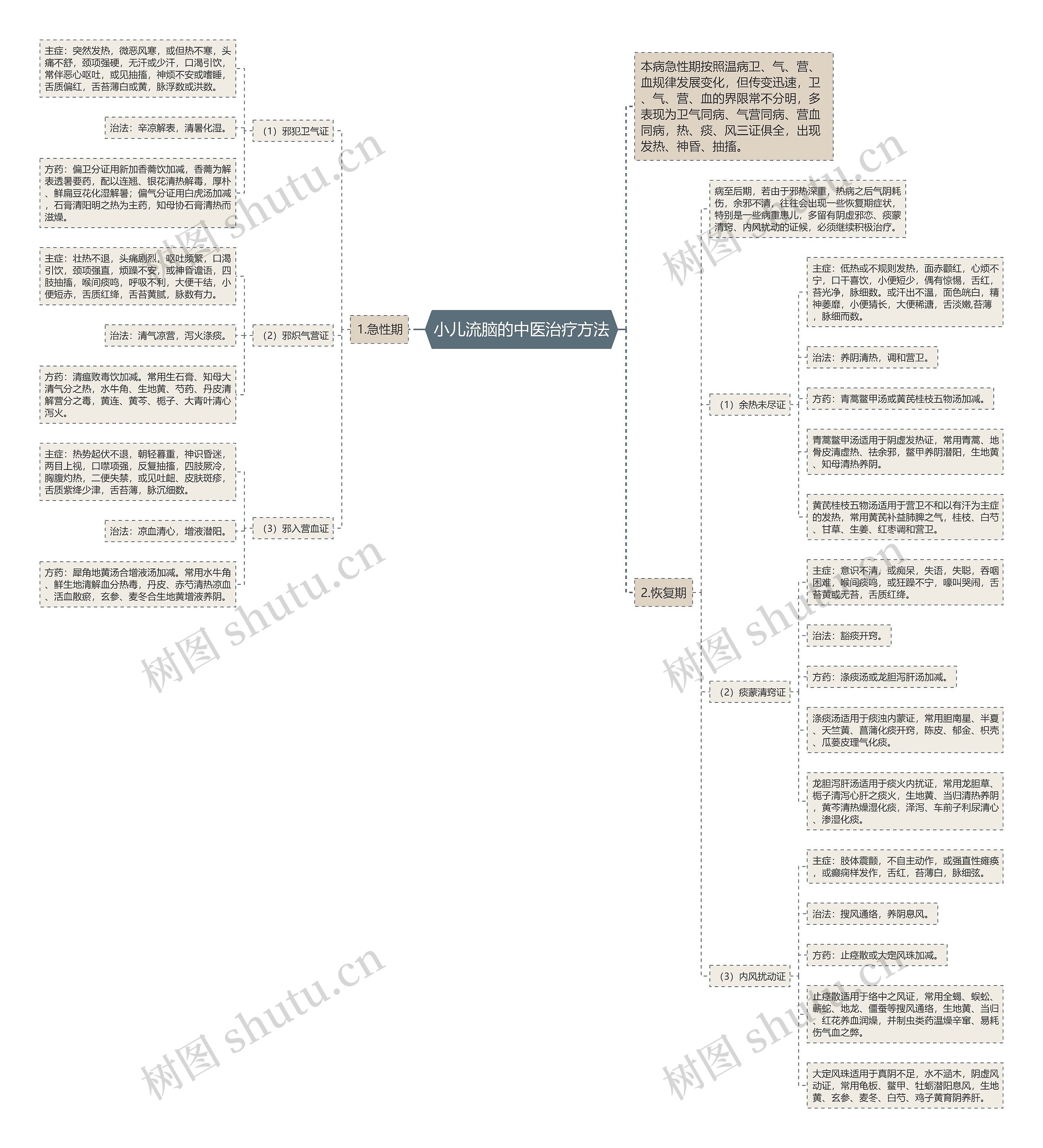 小儿流脑的中医治疗方法思维导图