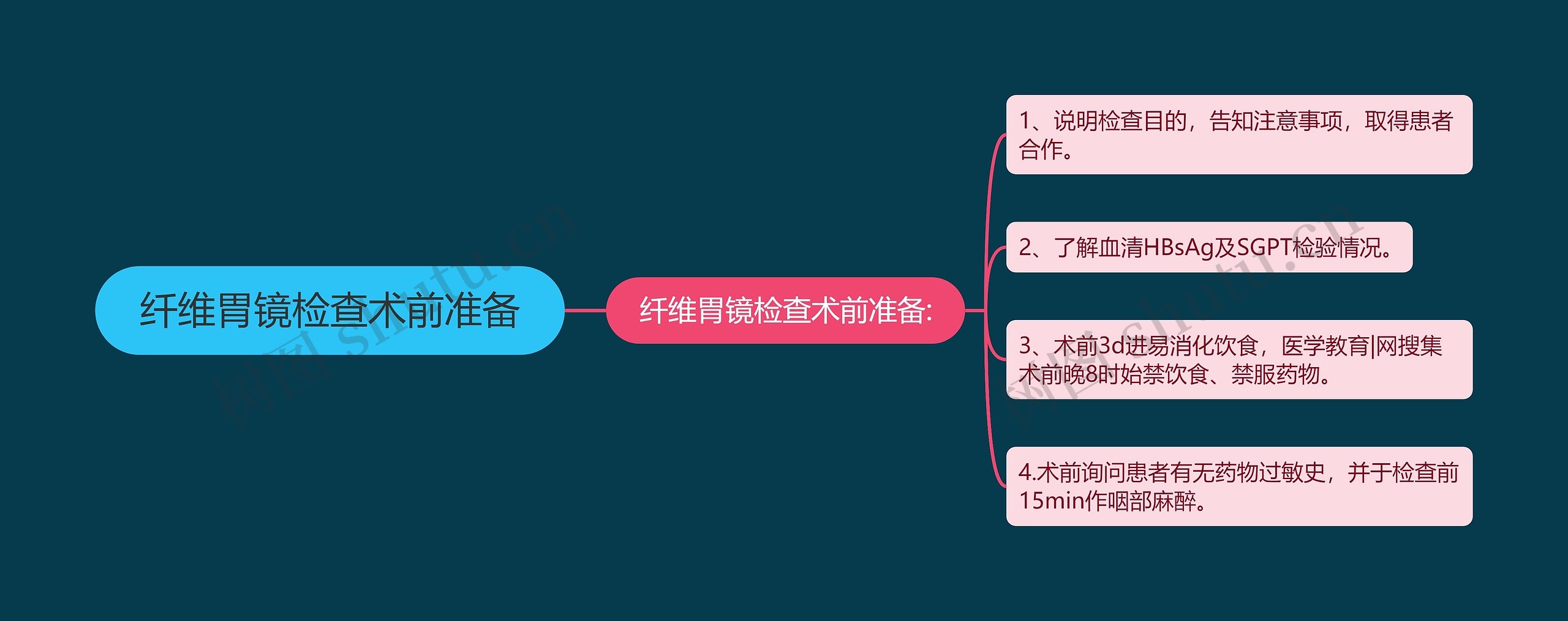 纤维胃镜检查术前准备思维导图