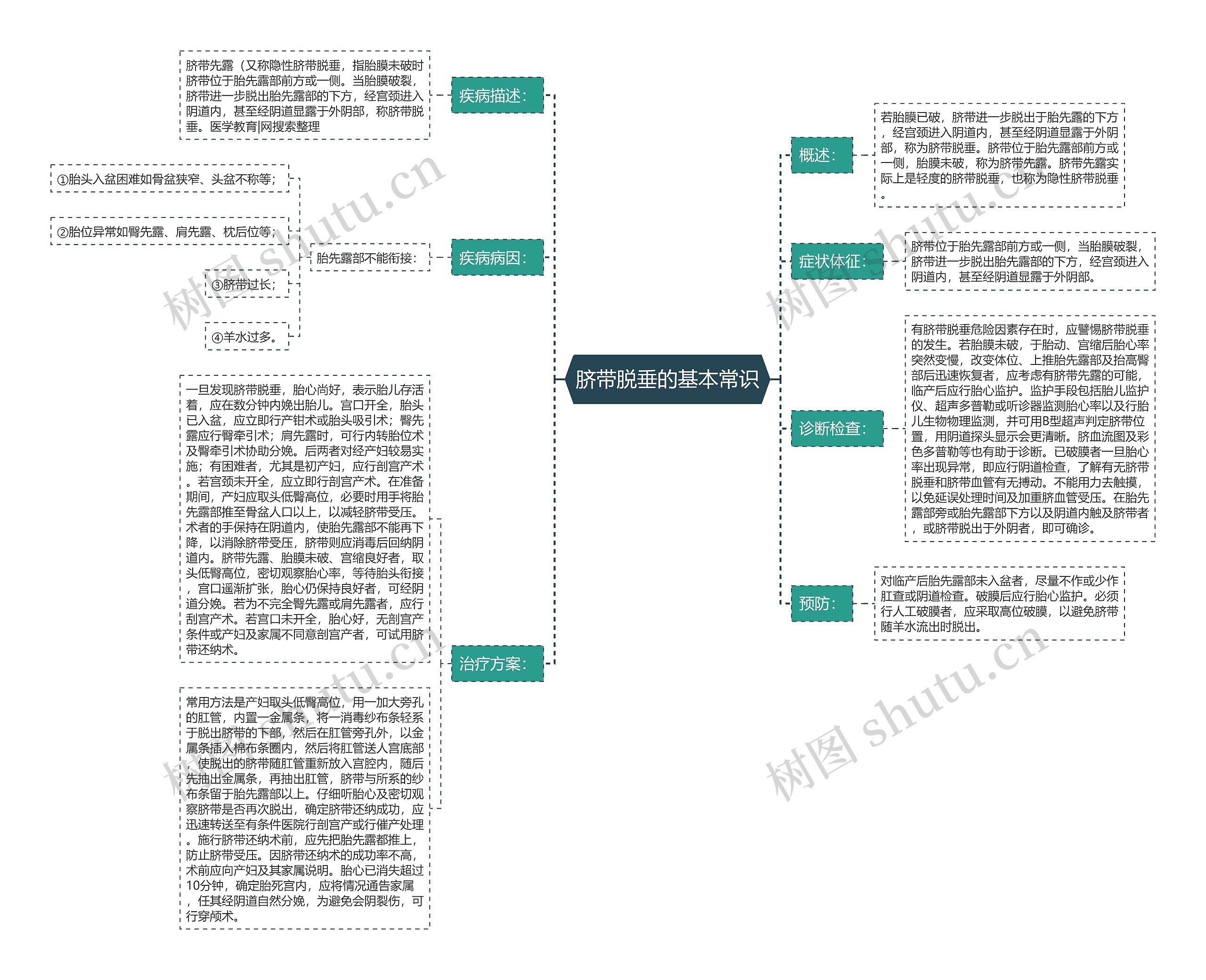 脐带脱垂的基本常识思维导图