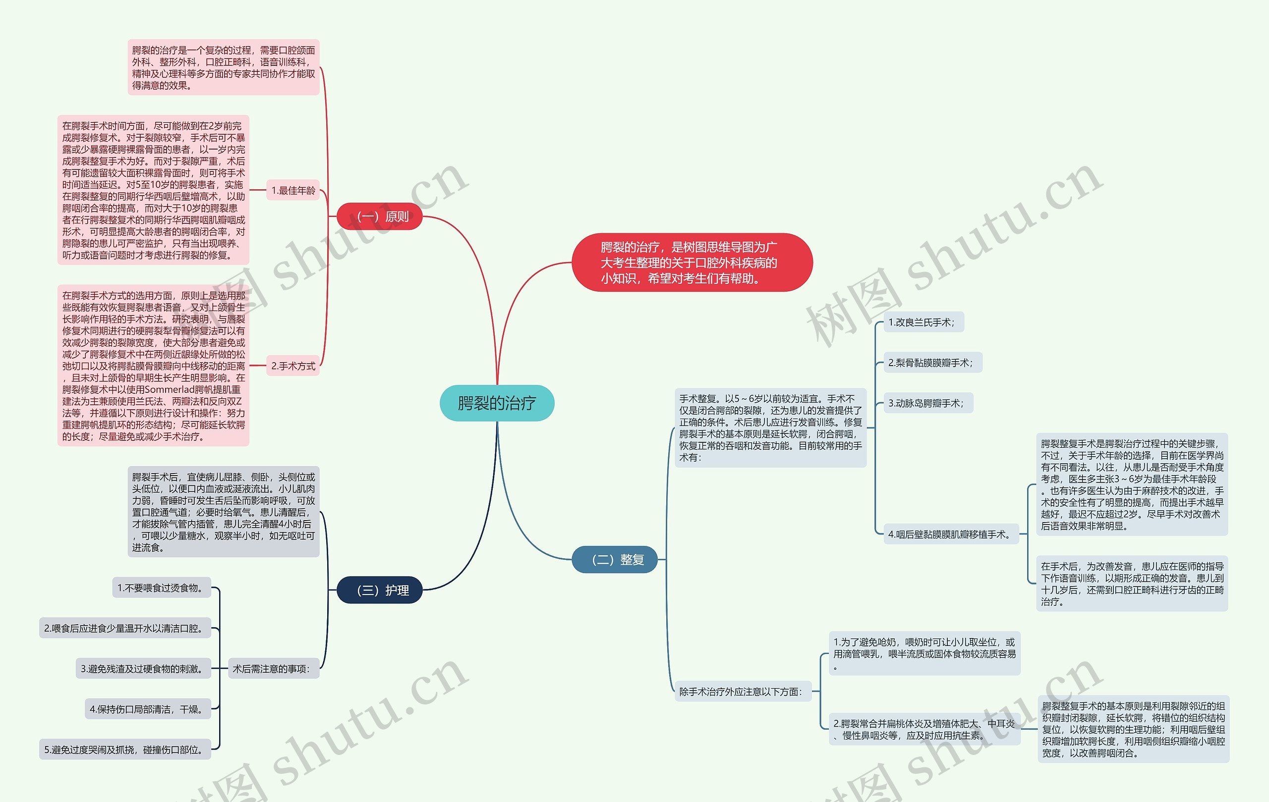 腭裂的治疗思维导图