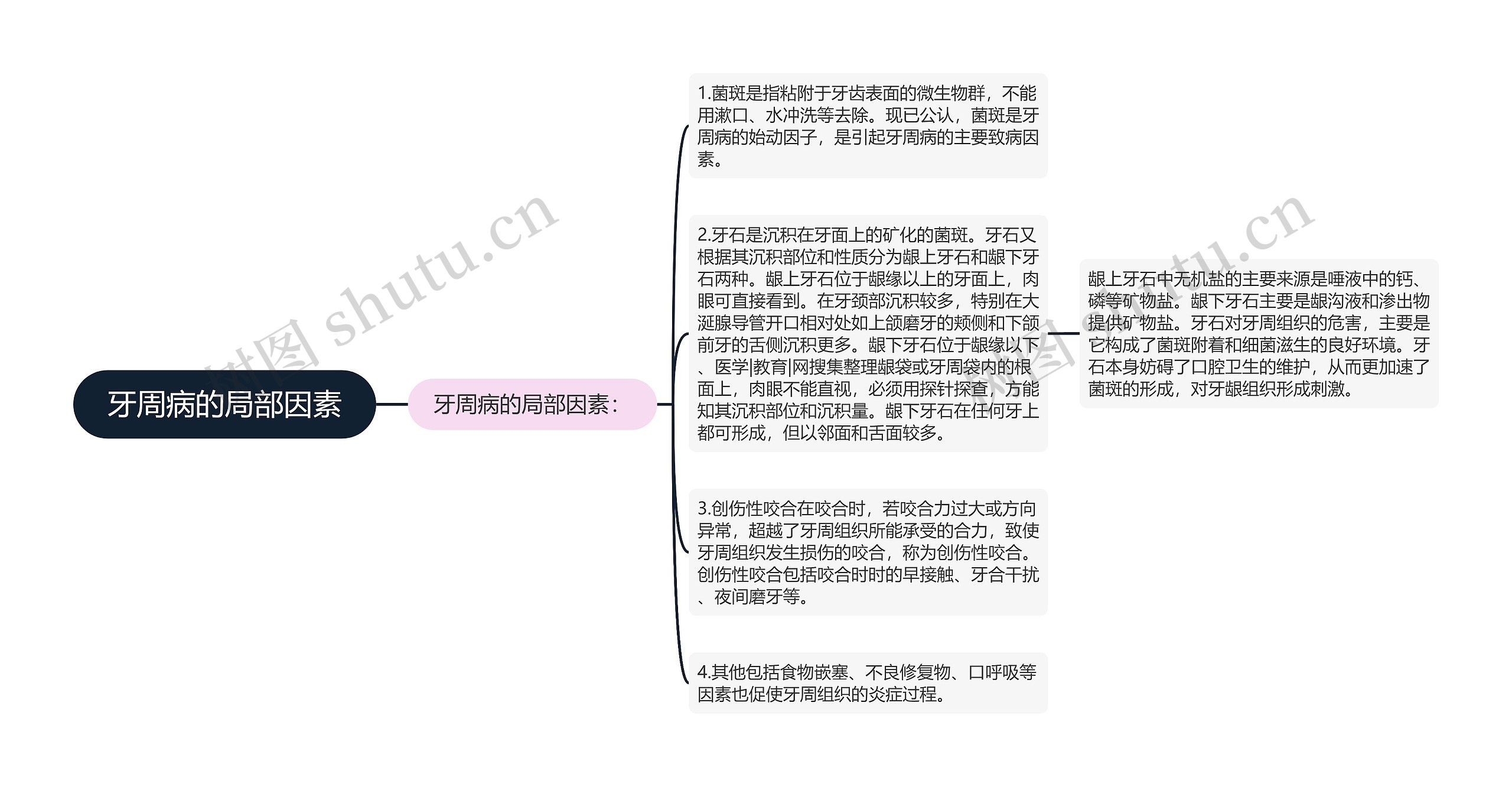 牙周病的局部因素思维导图