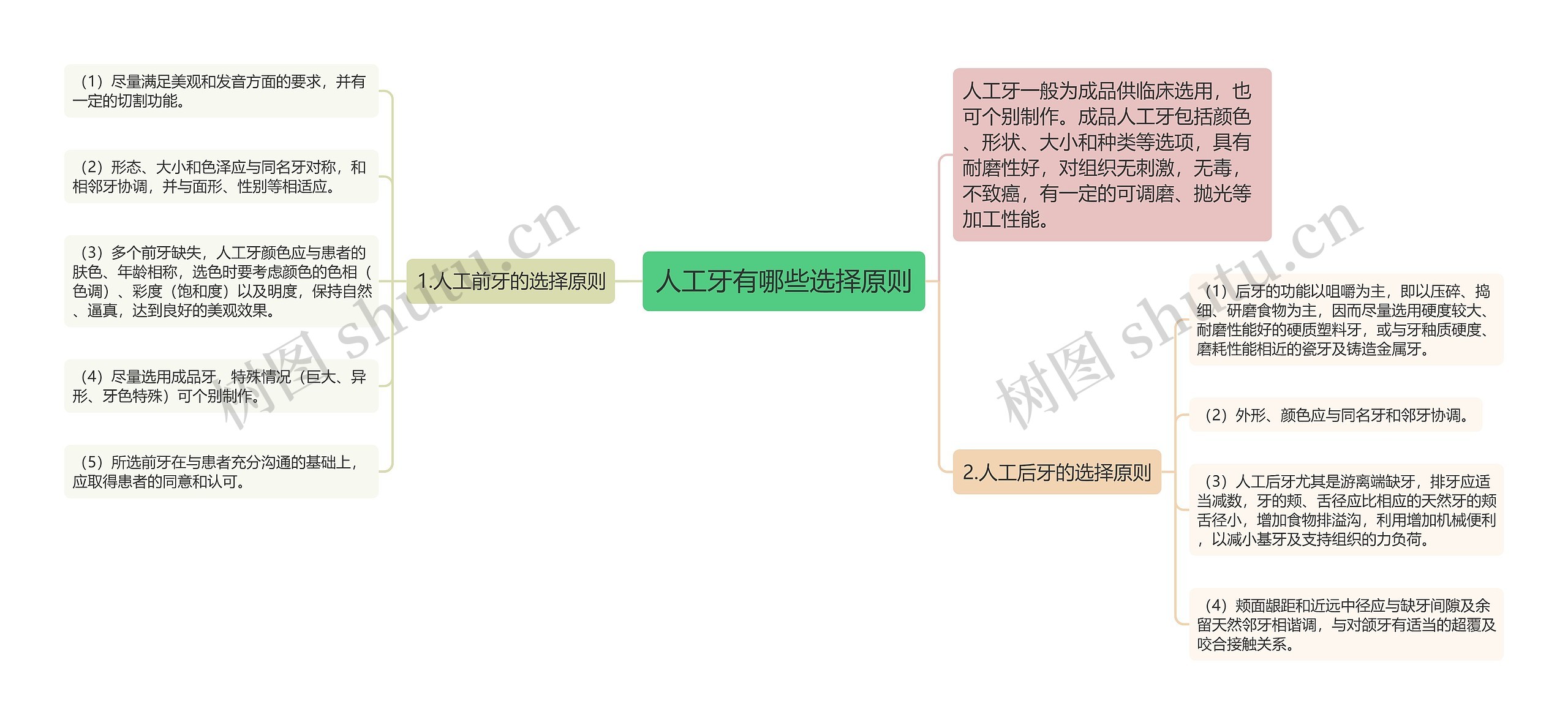 人工牙有哪些选择原则思维导图