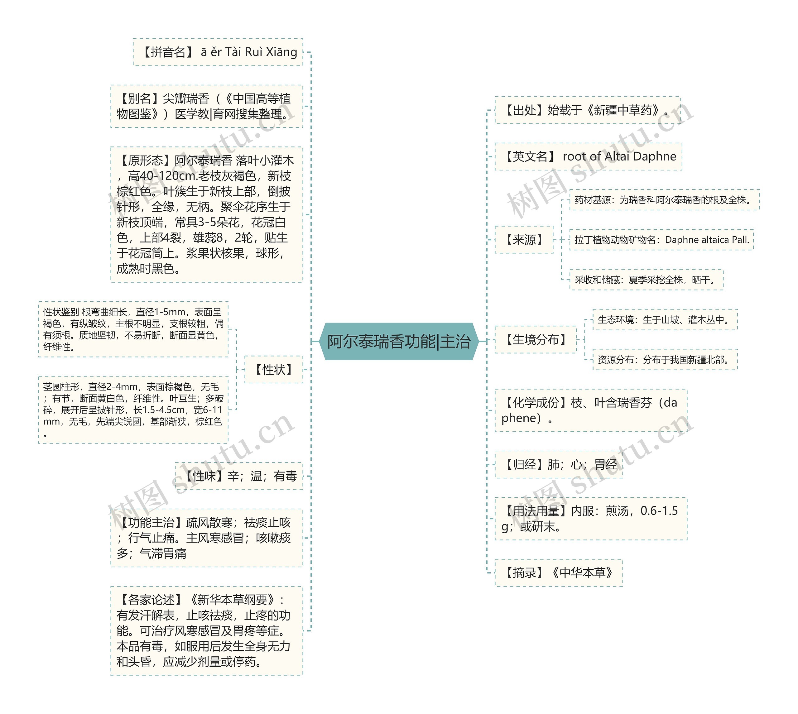 阿尔泰瑞香功能|主治思维导图