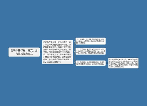 舌动脉的行程、分支、分布及其临床意义